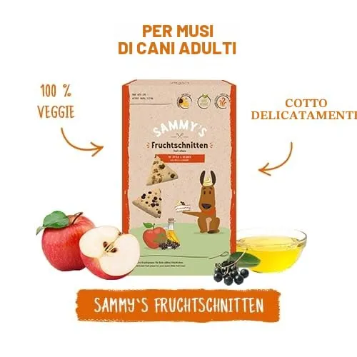 Sammy's Hundesnacks Barretta alla frutta con mele e sambuco per cani, 4 x 800 g - immagine 2