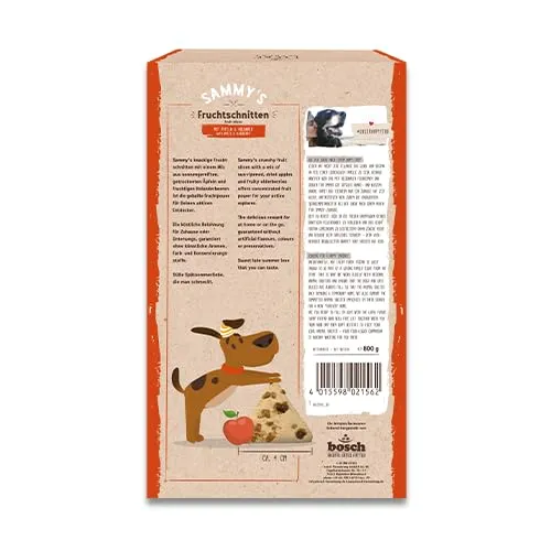 Sammy's Hundesnacks Barretta alla frutta con mele e sambuco per cani, 4 x 800 g - immagine 3
