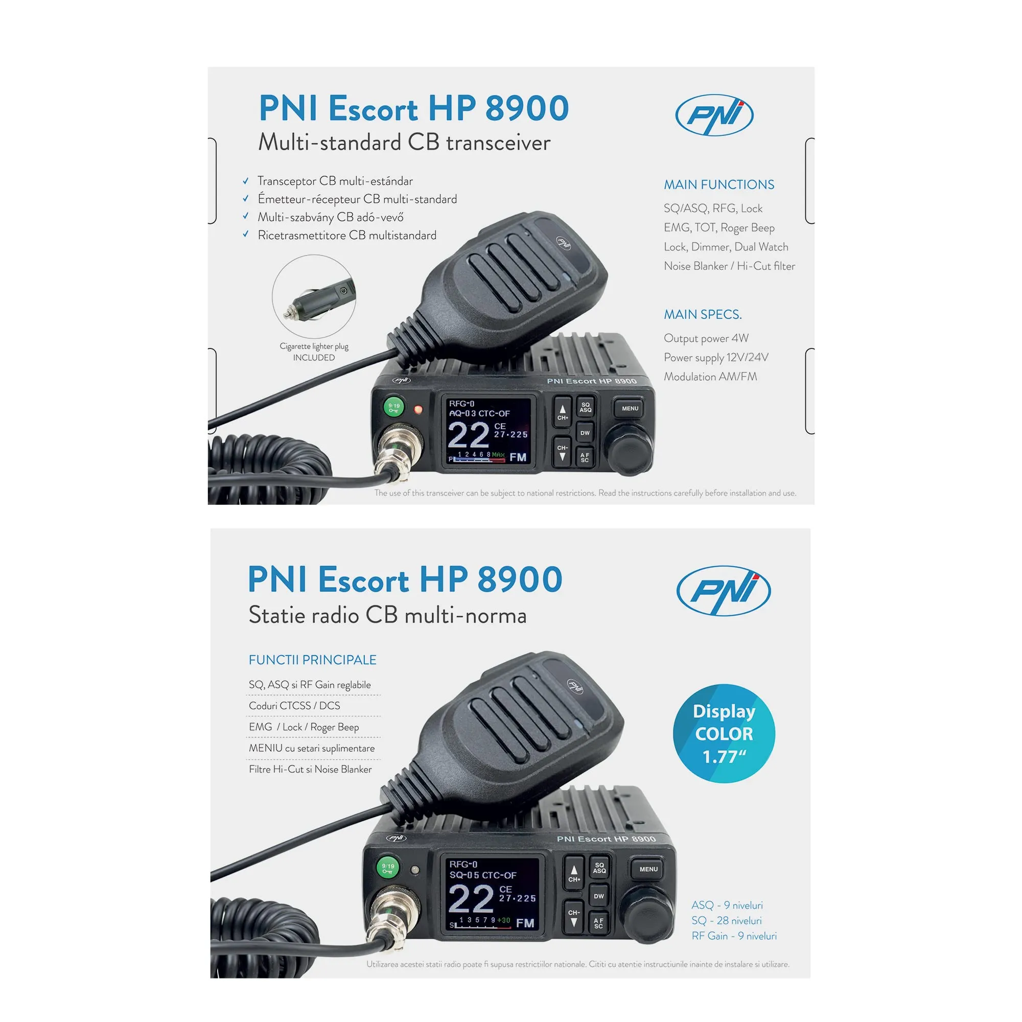 PNI Escort HP 8900 ASQ CB Radio with ML100 Magnetic Base Antenna - immagine 8