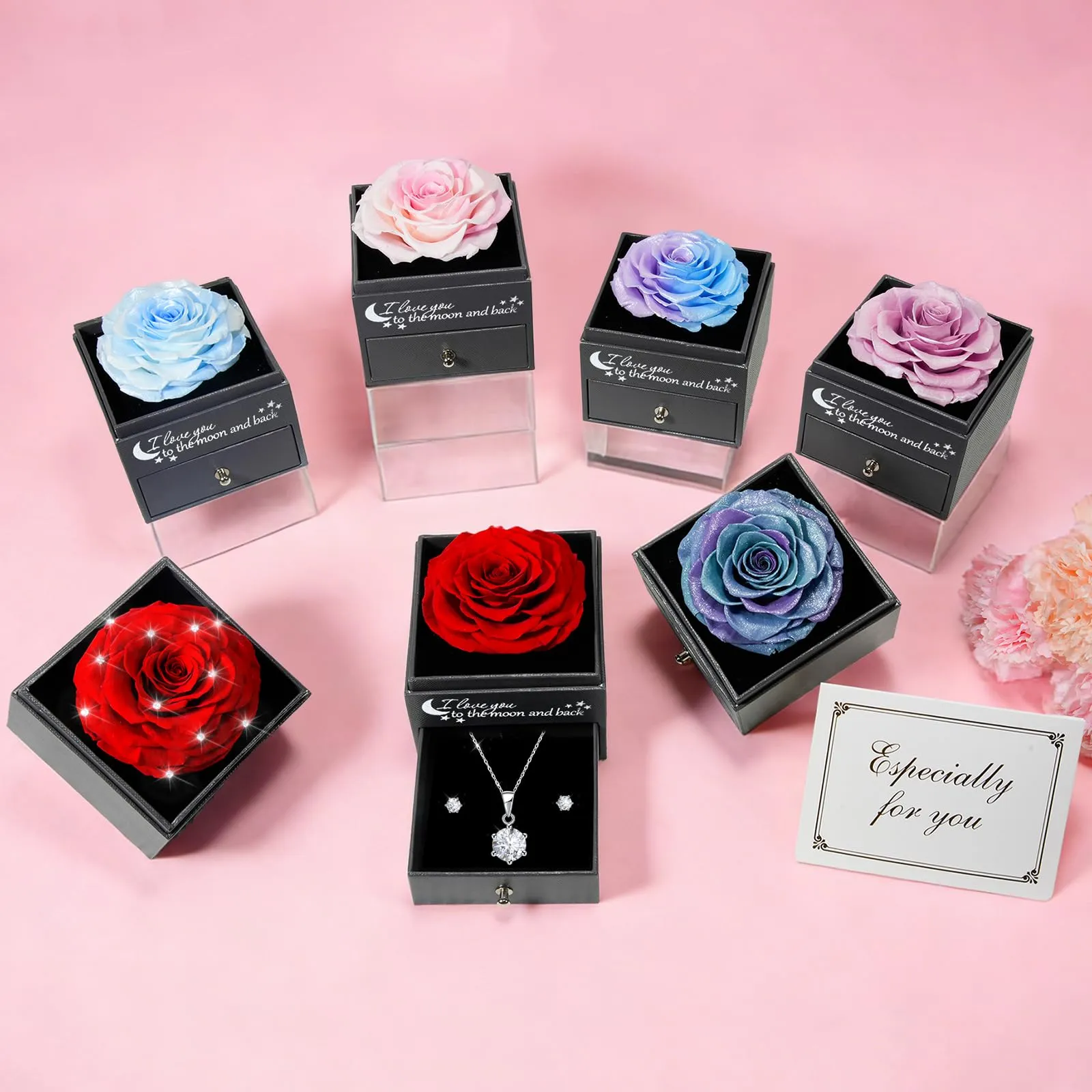 Miofula Rosa Stabilizzata con Collana e Orecchini in Argento 925 in Scatola Regalo - immagine 8