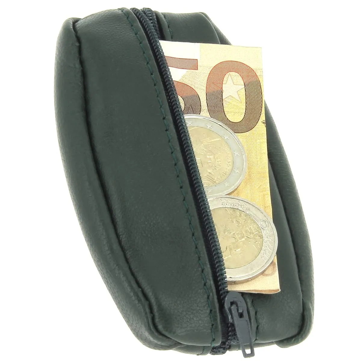 KARL LOVEN Portamonete da uomo in pelle, Cachi, 10,5 x 6 x 1 cm - immagine 4