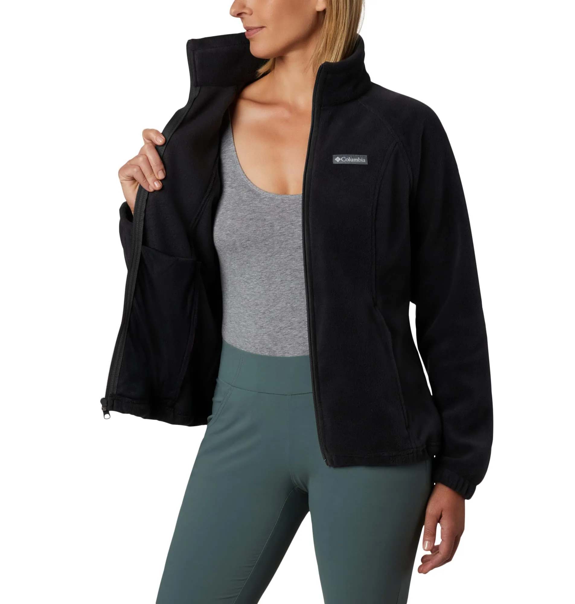 Columbia Benton Springs Giacca in Pile con Zip Donna - Nero, S - immagine 3