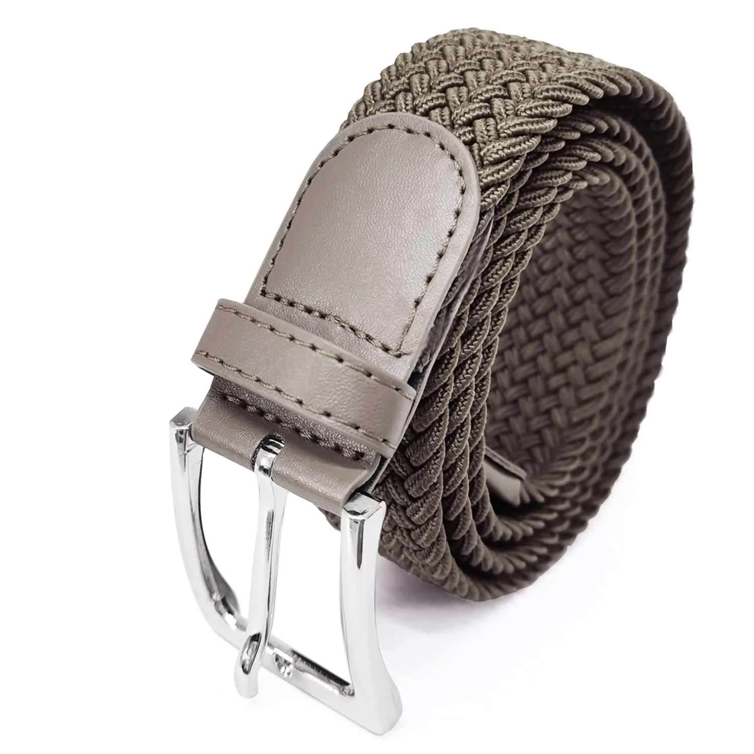 GLAMEXX24 Cintura Elastica Unisex in Tessuto Intrecciato Mod.18045, Spina di Pesce, Cachi, 110 cm - immagine 1