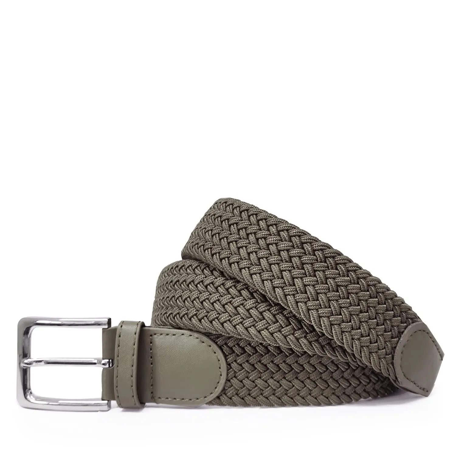 GLAMEXX24 Cintura Elastica Unisex in Tessuto Intrecciato Mod.18045, Spina di Pesce, Cachi, 110 cm - immagine 2