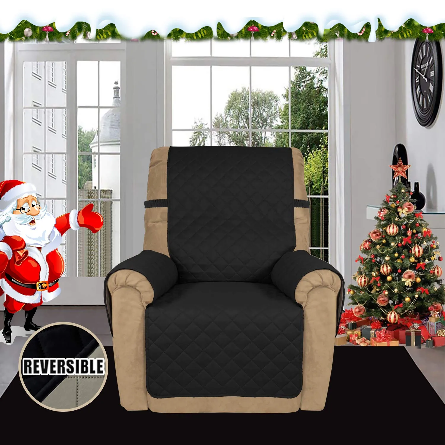 Easy-Going Copridivano Reclinabile e Reversibile Impermeabile, Nero/Beige - immagine 2
