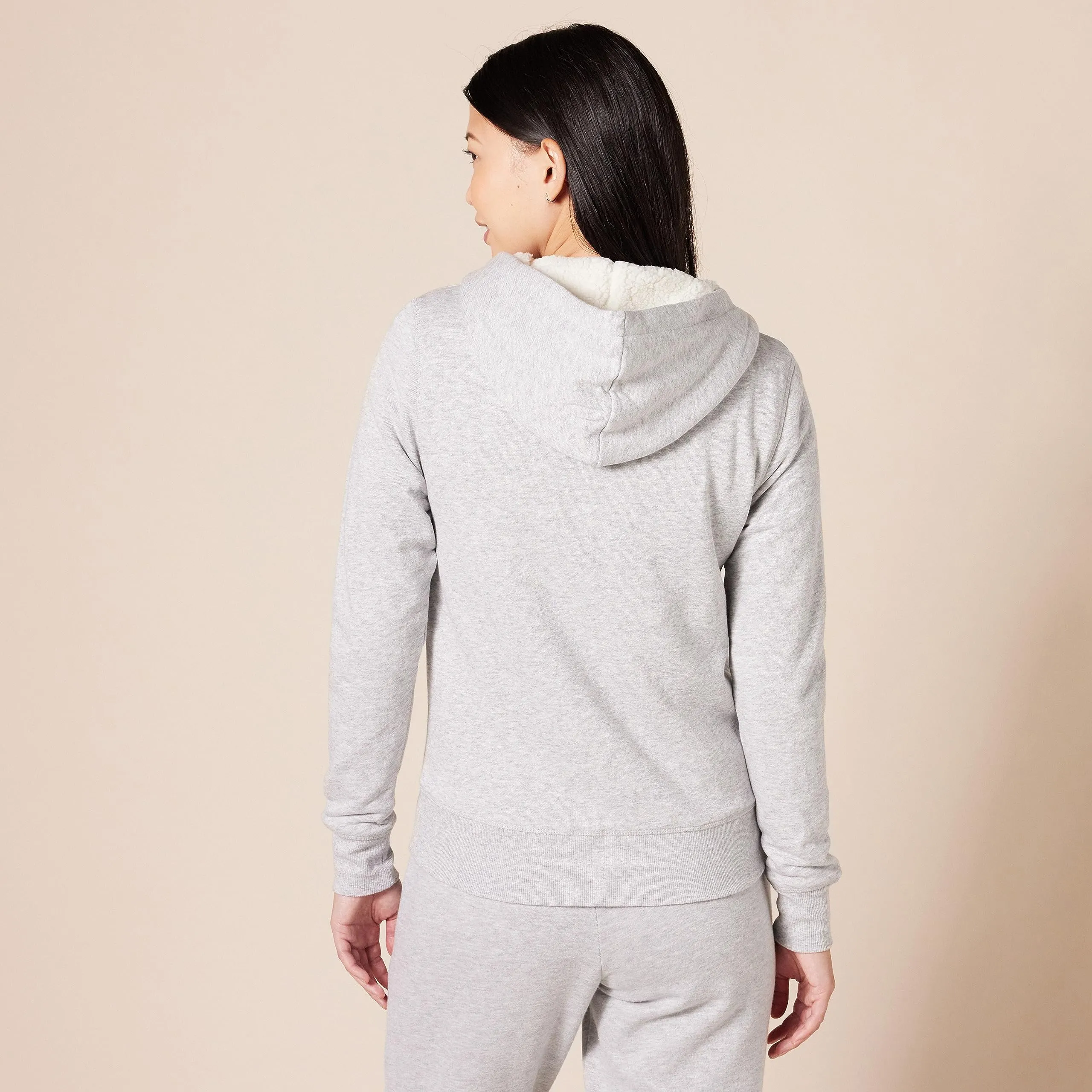 Amazon Essentials Giacca con cappuccio in pile foderata in sherpa Donna, Grigio Puntinato, XS - immagine 3