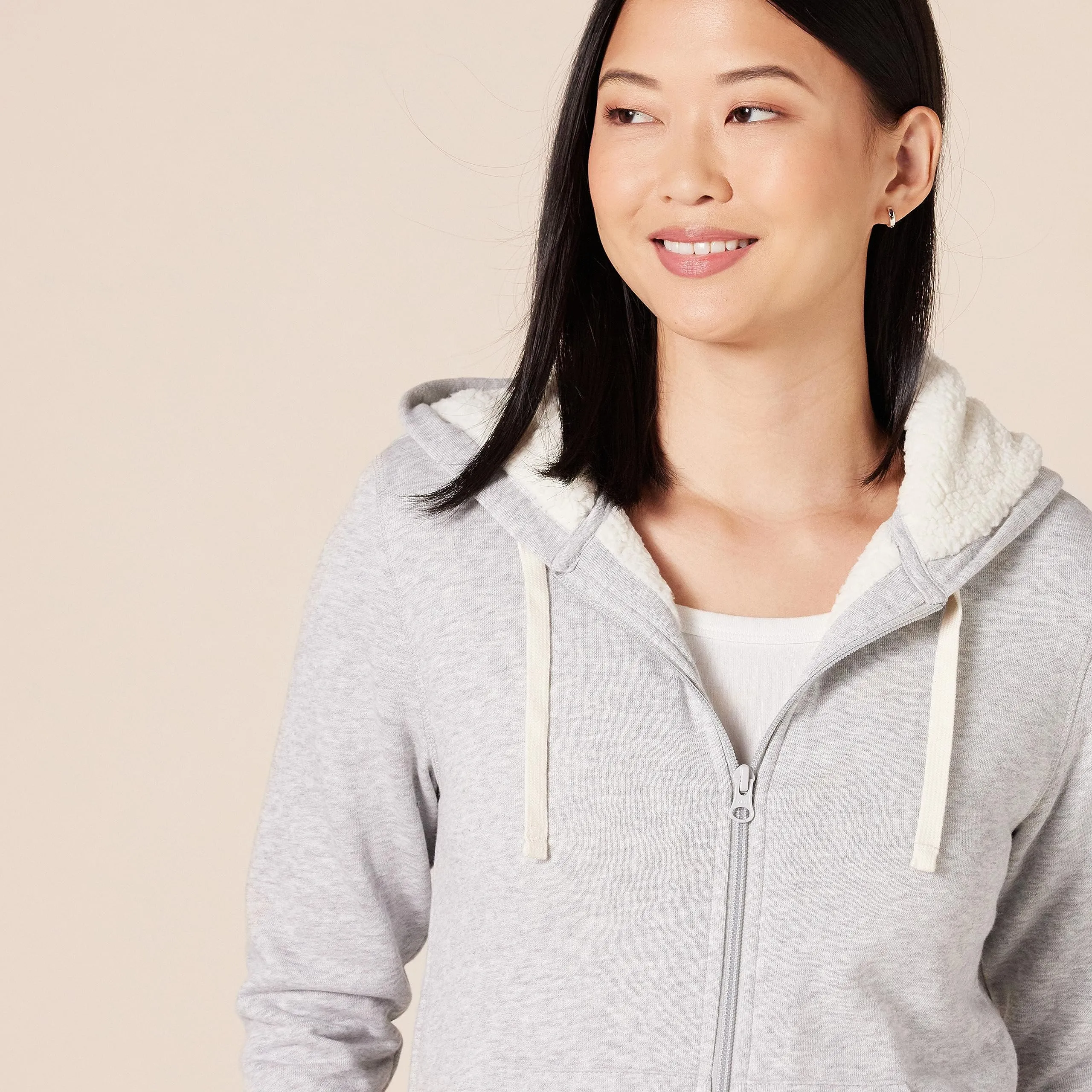 Amazon Essentials Giacca con cappuccio in pile foderata in sherpa Donna, Grigio Puntinato, XS - immagine 4