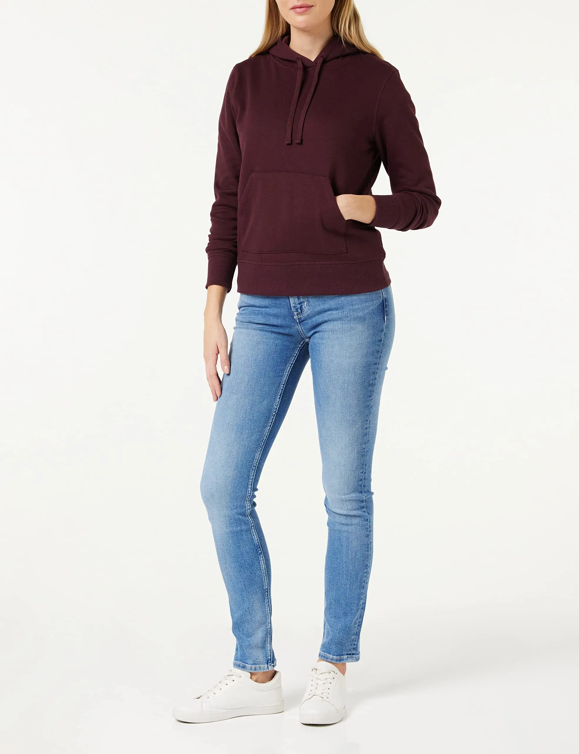 Amazon Essentials Felpa con Cappuccio in Pile Vestibilità Regular Donna, Bordeaux, S - immagine 2