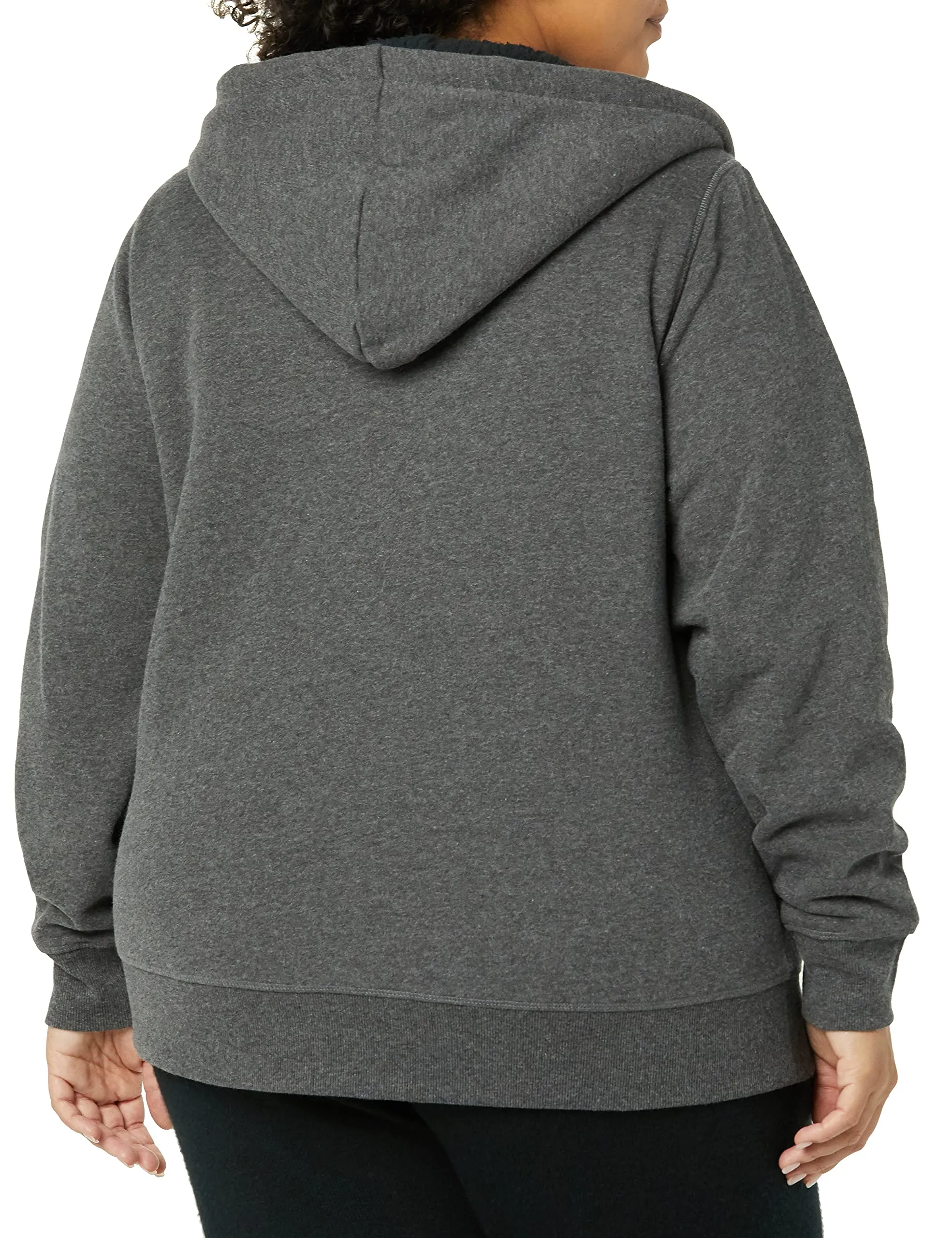 Amazon Essentials Giacca con cappuccio in pile foderata in sherpa Donna, Carbone Puntinato, L - immagine 3