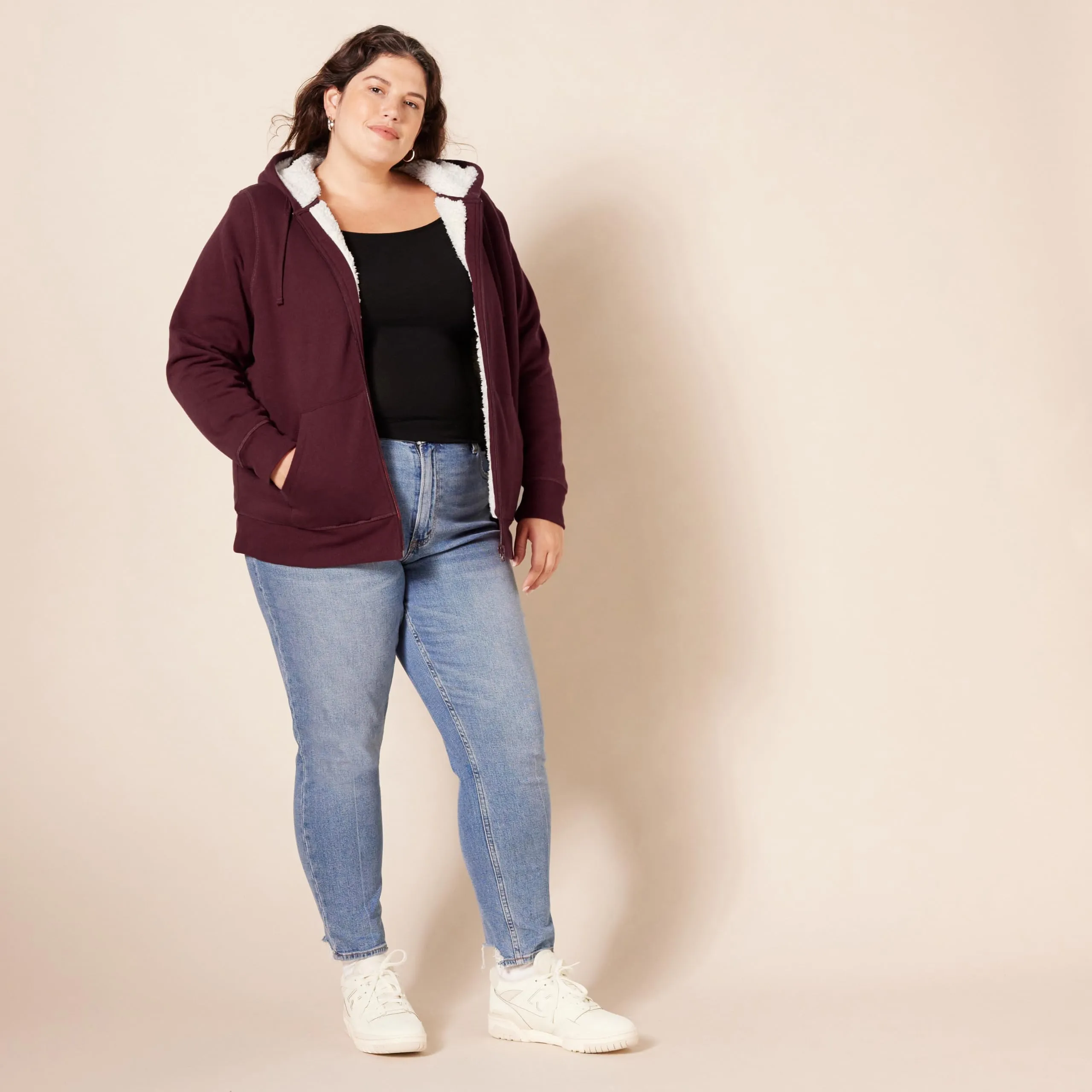 Amazon Essentials Giacca con cappuccio in pile foderata in sherpa Donna, Bordeaux, XL - immagine 8