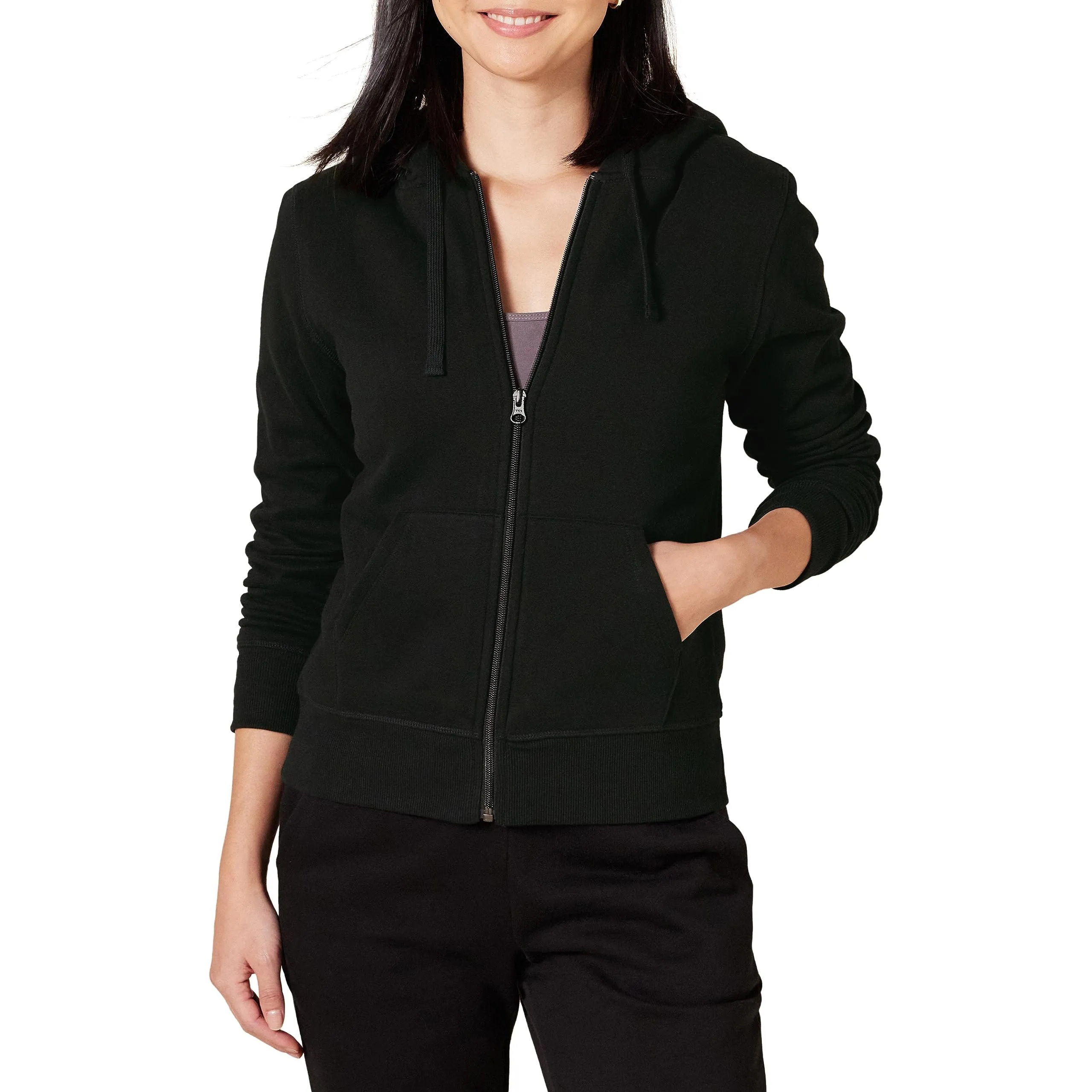 Amazon Essentials Giacca con cappuccio in pile foderata in sherpa Donna, Nero, M - immagine 1