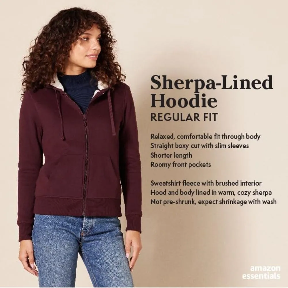 Amazon Essentials Giacca con cappuccio in pile foderata in sherpa Donna, Blu Marino Puntinato, XXL - immagine 2