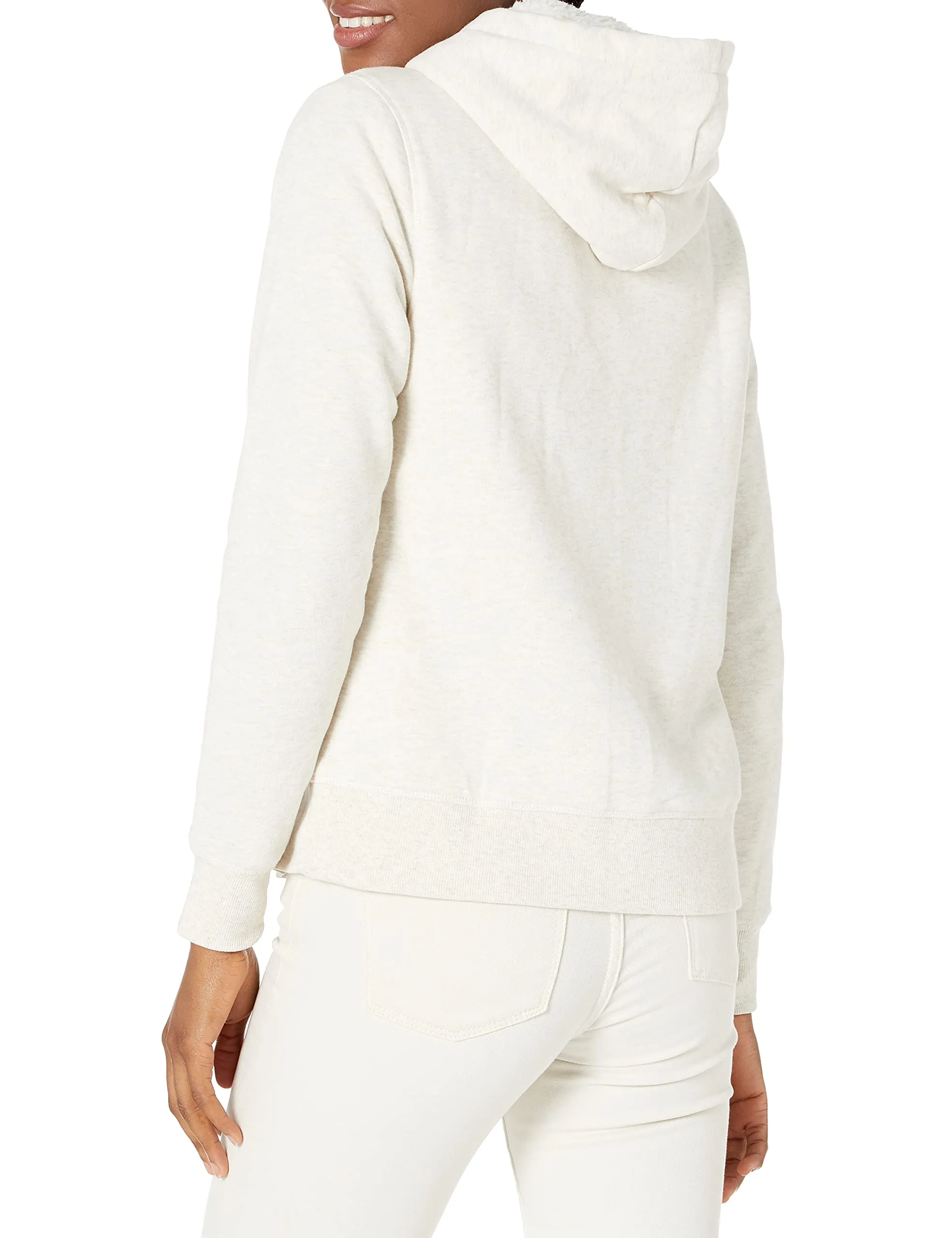 Amazon Essentials Giacca con cappuccio in pile foderata in sherpa Donna, Avena Puntinato, XS - immagine 3