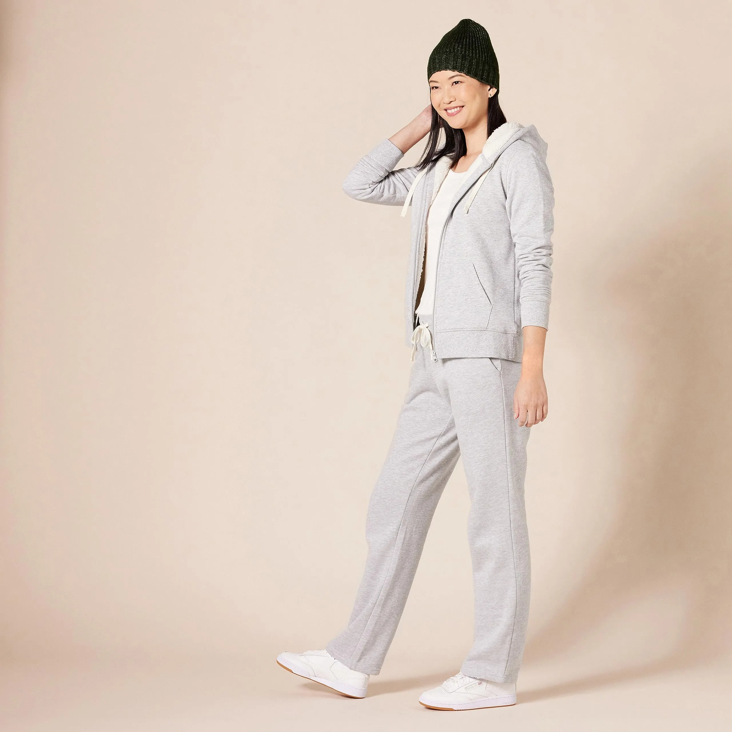 Amazon Essentials Giacca con cappuccio in pile foderata in sherpa Donna, Grigio Puntinato, S - immagine 5