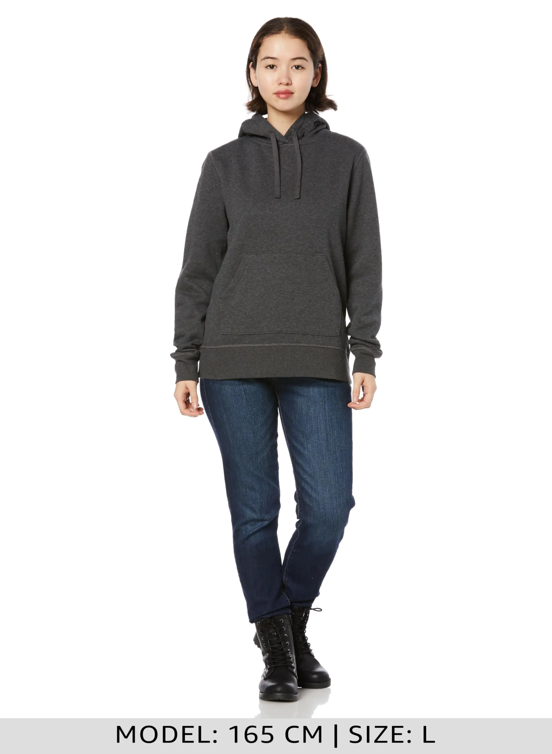 Amazon Essentials Wae50016fl18 Felpa con Cappuccio Donna, Grigio Charcoal Heather, Large - immagine 2