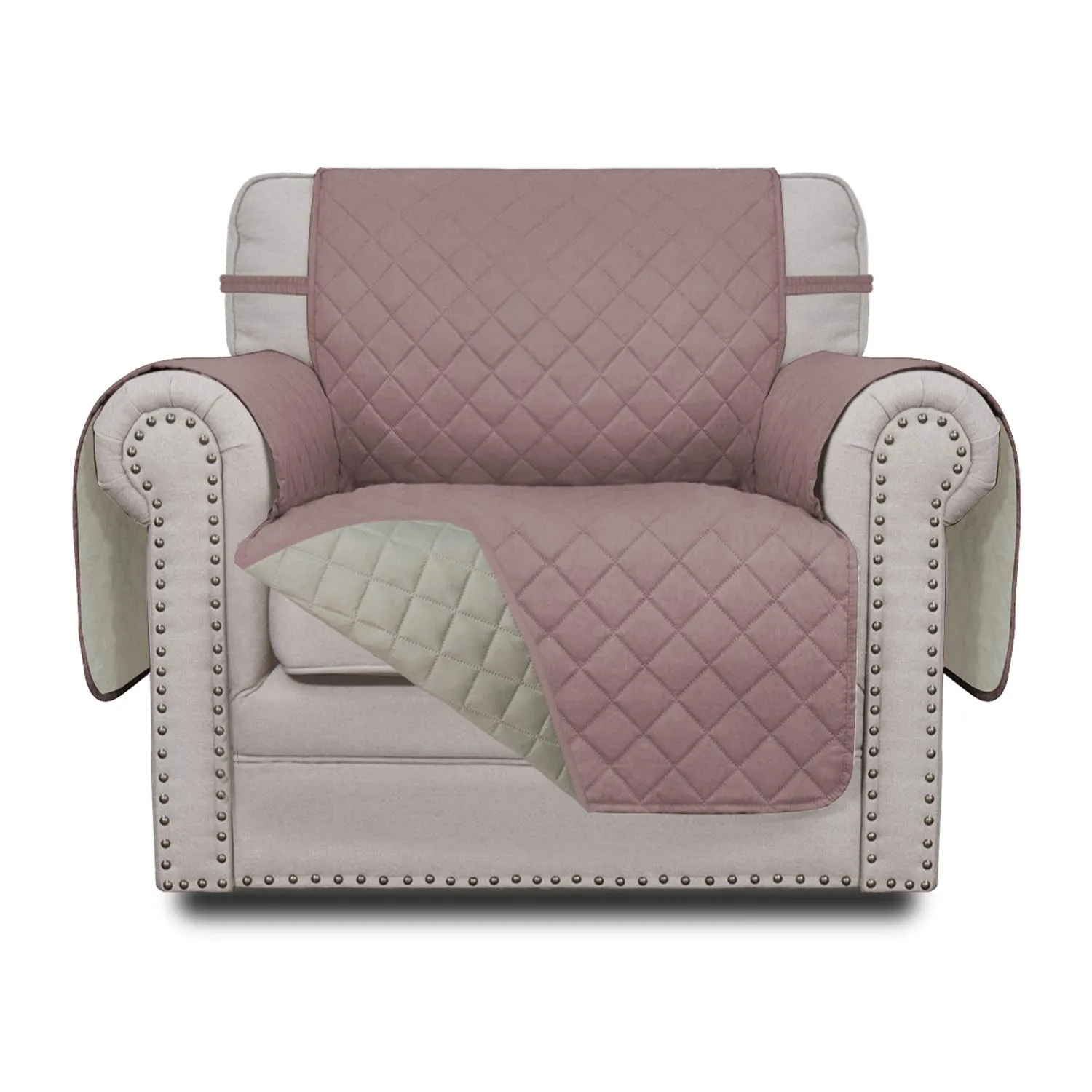 Easy-Going Copridivano Reversibile Resistente all'Acqua per Sedia, Rosa/Beige - immagine 1