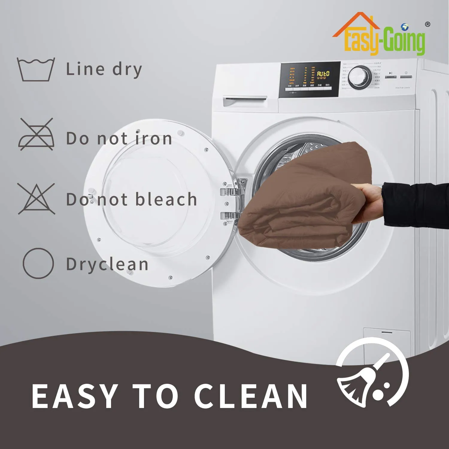 Easy-Going Copridivano per Sedia Impermeabile e Antiscivolo con Tasca, Marrone - immagine 7
