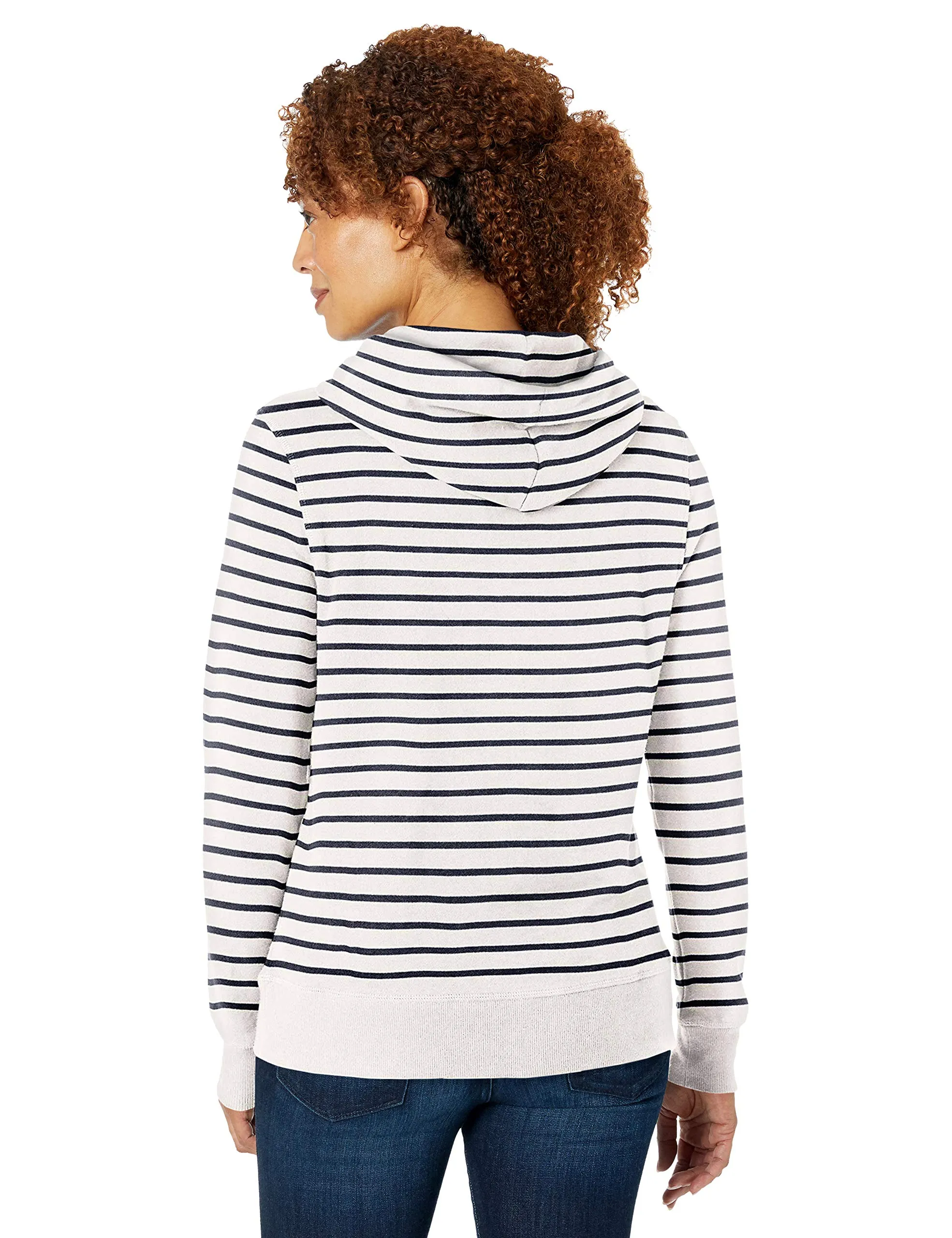 Amazon Essentials Felpa con Cappuccio in Pile Donna, Bianco Righe, XL - immagine 4