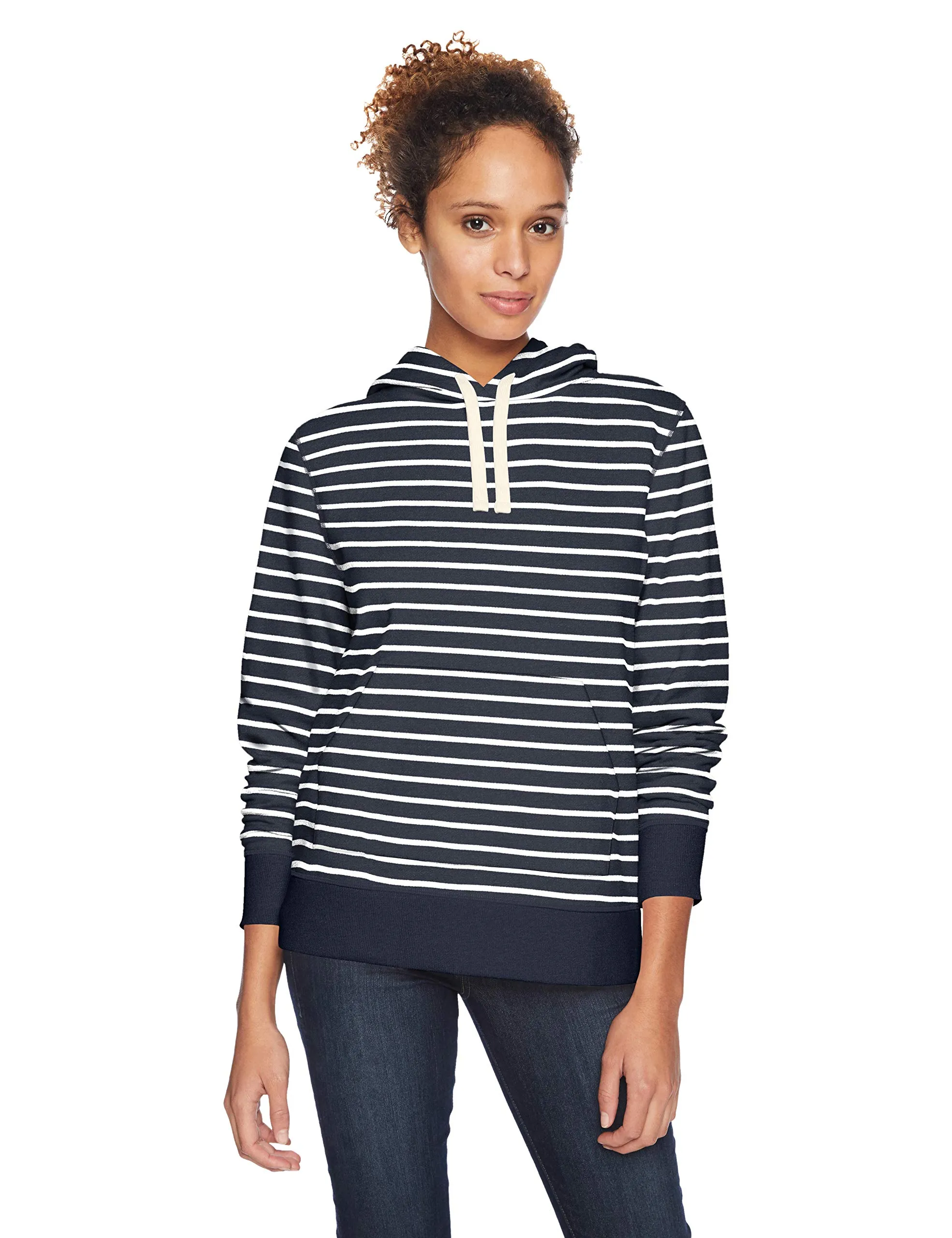 Amazon Essentials Felpa con Cappuccio in Pile Regular Fit Donna, Blu Marino Righe, XXL - immagine 1