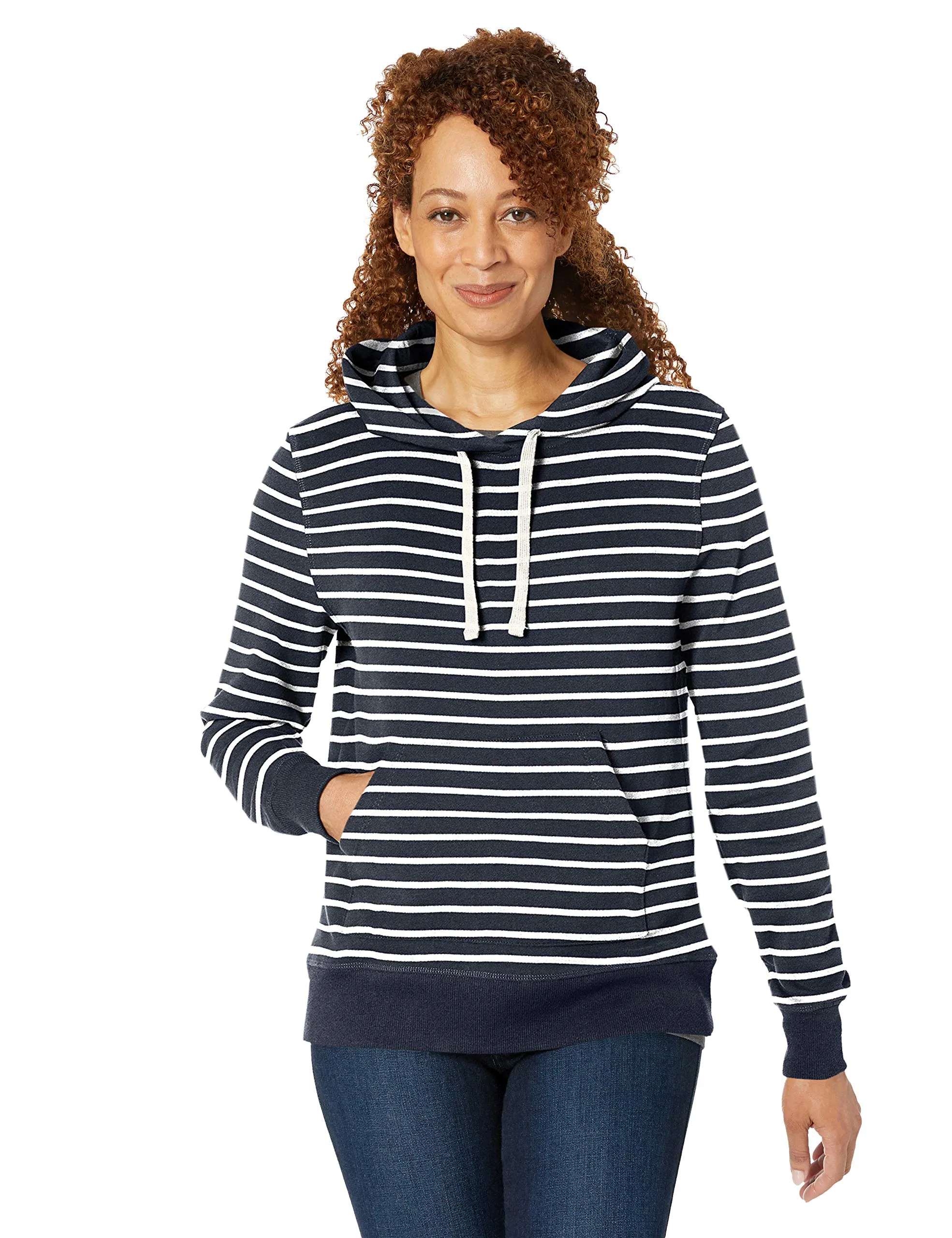 Amazon Essentials Felpa con Cappuccio in Pile Donna, Blu Marino Righe, XL - immagine 2