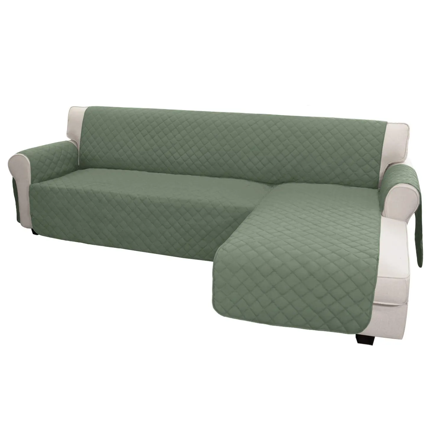 Easy-Going Copridivano Modulare a L con Chaise Longue Reversibile, Large, Verde Grigiastro - immagine 1