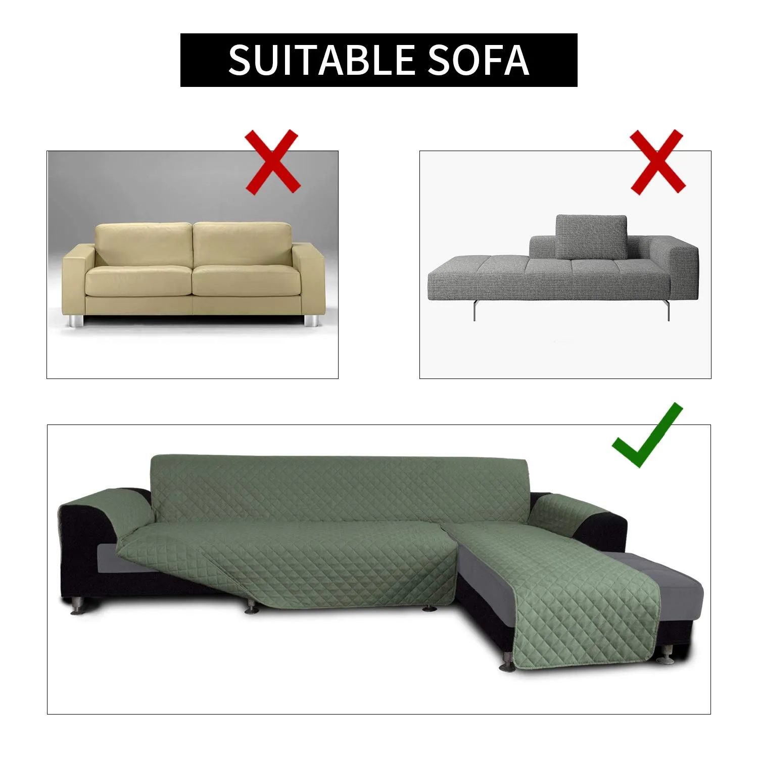 Easy-Going Copridivano Modulare a L con Chaise Longue Reversibile, Large, Verde Grigiastro - immagine 4