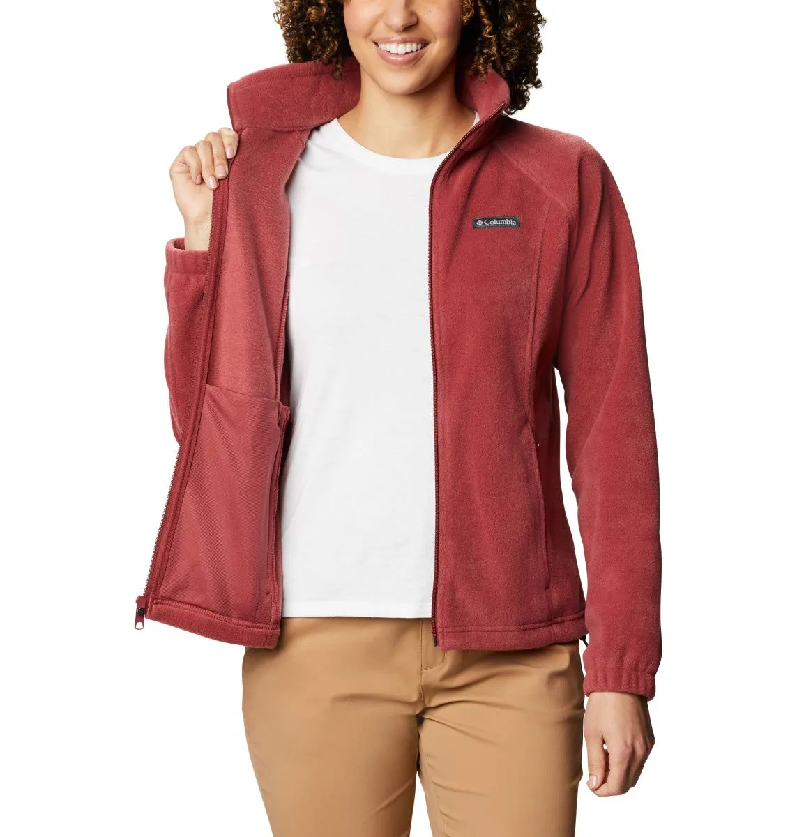 Columbia Benton Springs Giacca in Pile da Donna - Marsala Rosso - XL Petite - immagine 5