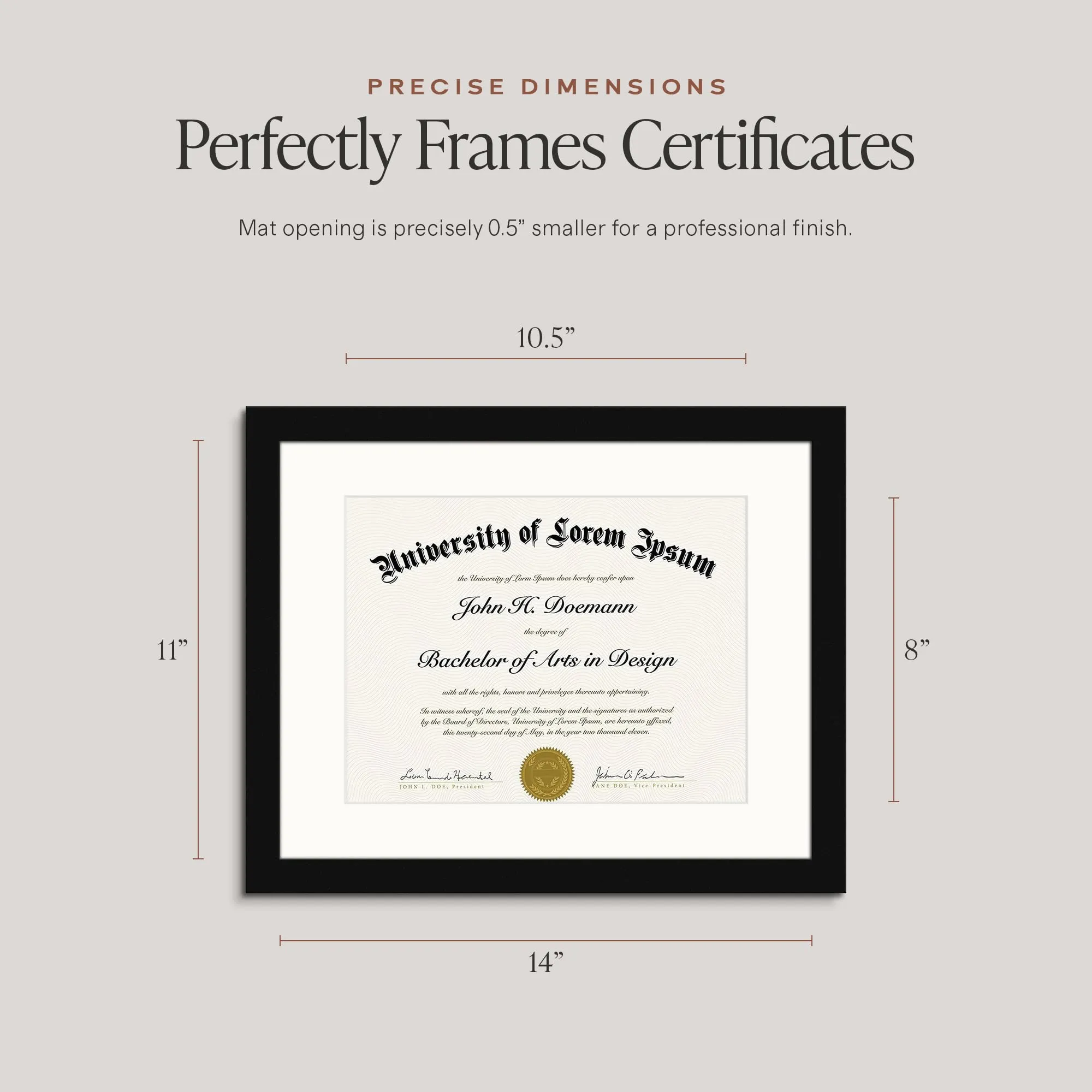 Americanflat Legacy Collection 11x14 Diploma Frame with Shatter-Resistant Glass, Black - immagine 2