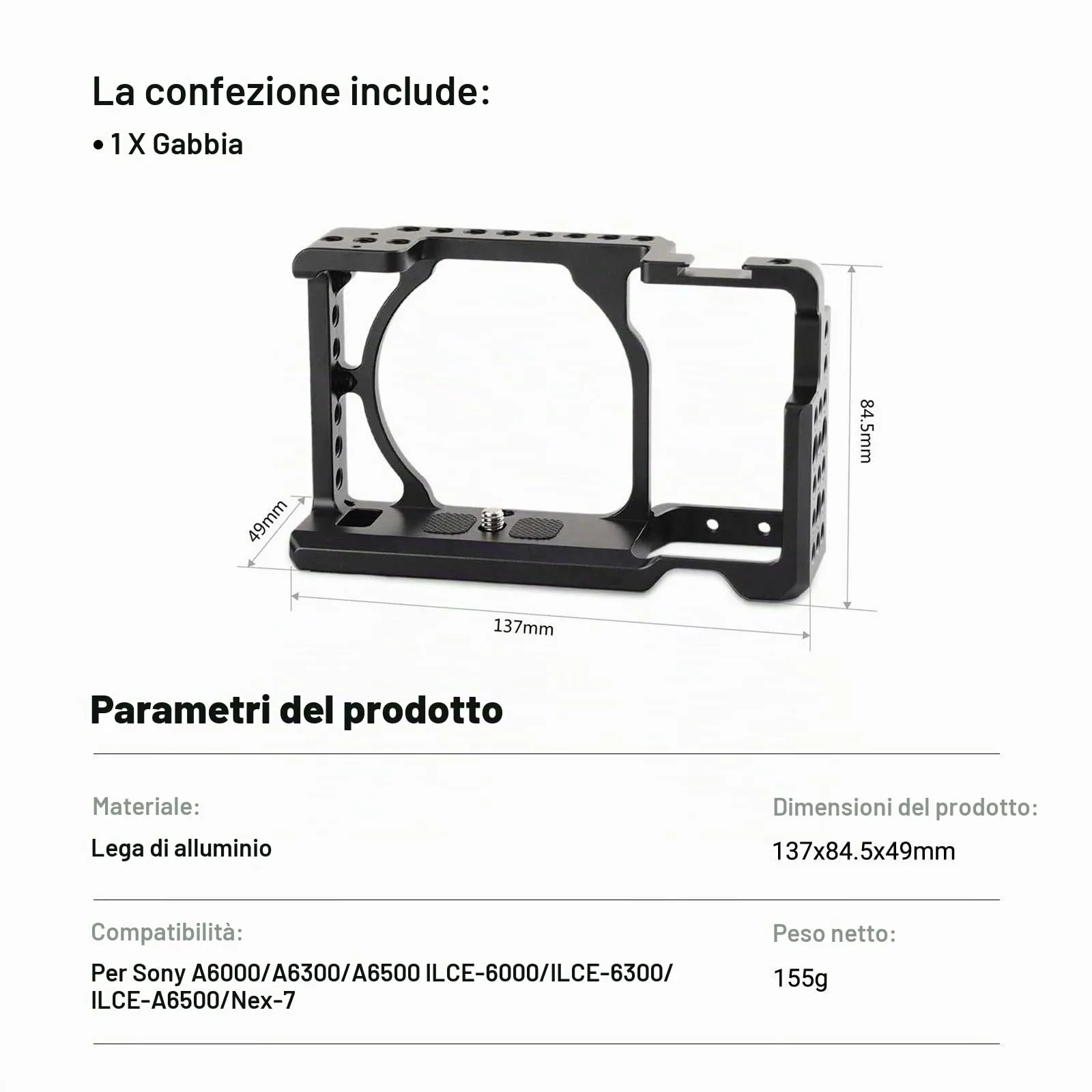 SmallRig Camera Cage for Sony A6000 / A6300 / A6500 - 1661 - immagine 5