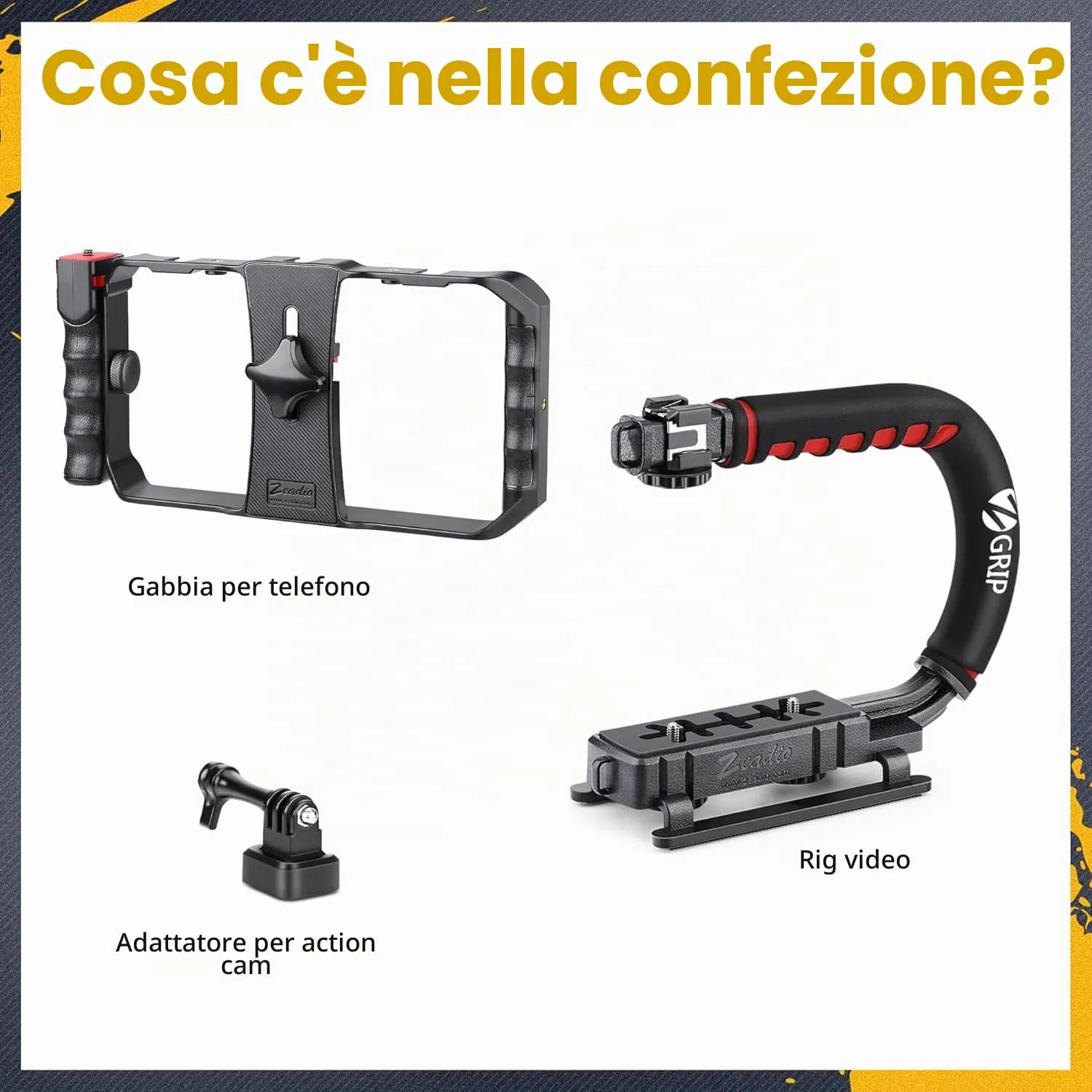 Zeadio Stabilizzatore Video Portatile DV-TGRIP per Videocamere d'Azione e Smartphone - immagine 2