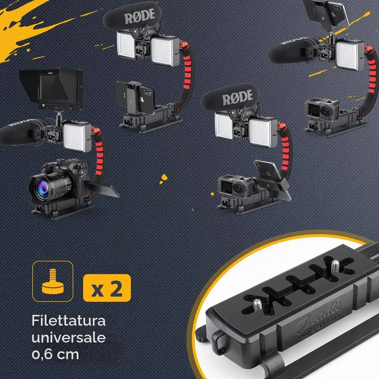 Zeadio Stabilizzatore Video Portatile DV-TGRIP per Videocamere d'Azione e Smartphone - immagine 6
