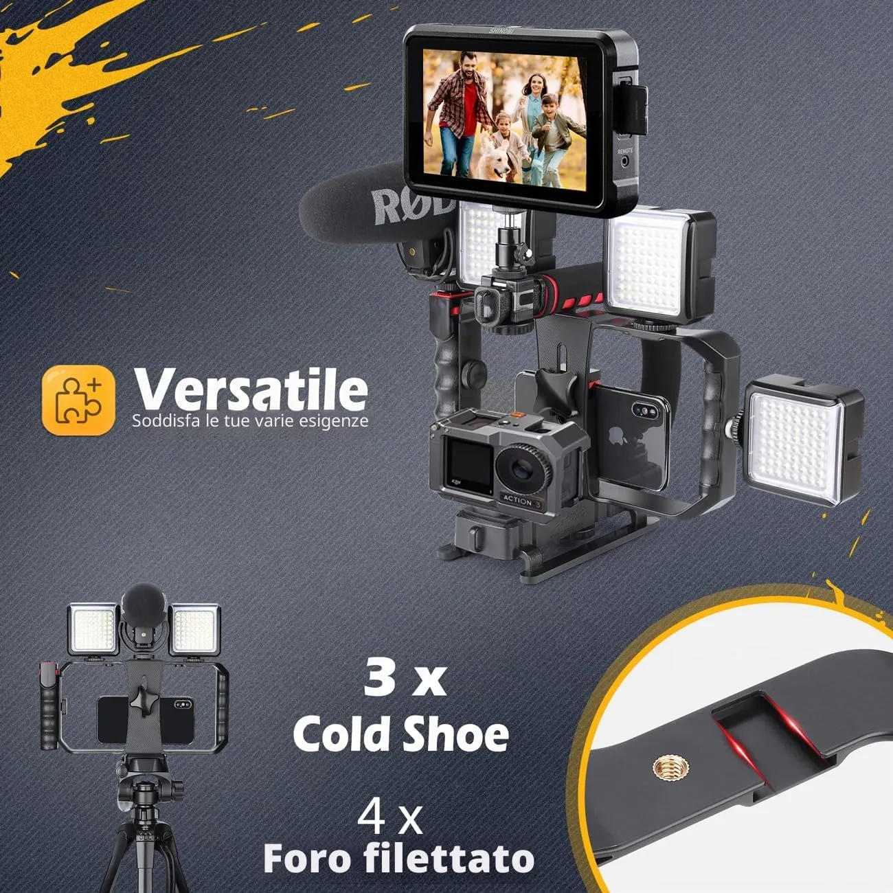 Zeadio Stabilizzatore Video Portatile DV-TGRIP per Videocamere d'Azione e Smartphone - immagine 7