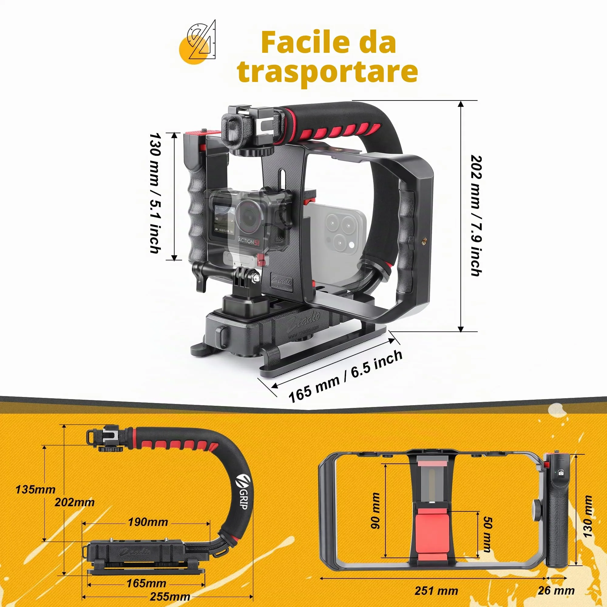 Zeadio Stabilizzatore Video Portatile DV-TGRIP per Videocamere d'Azione e Smartphone - immagine 8
