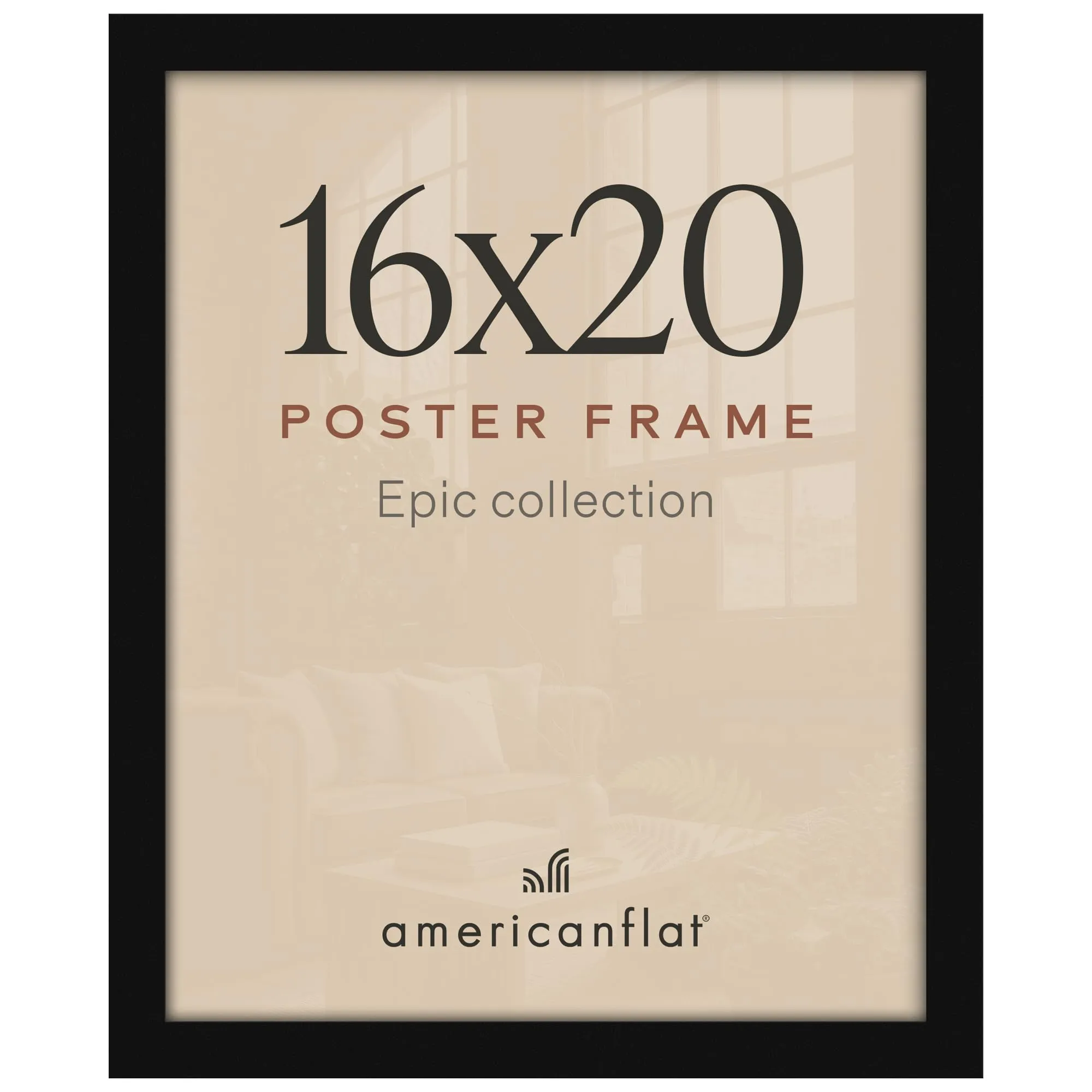 Americanflat Epic Collection 16x20 Picture Frame, Engineered Wood with Polished Plexiglass, Black - immagine 1