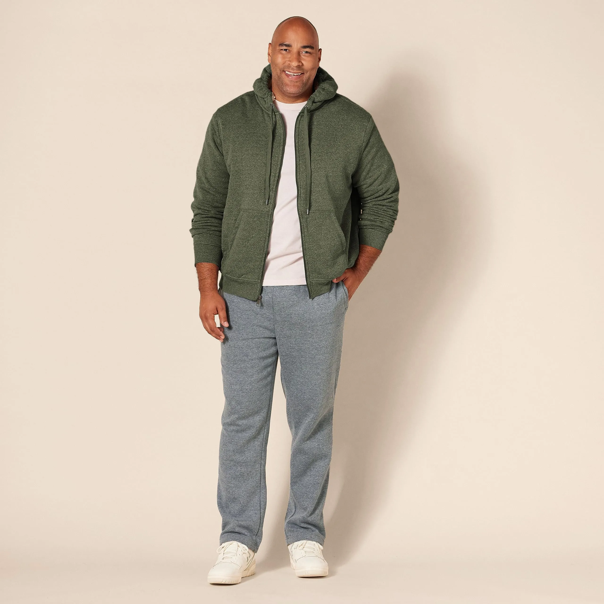 Amazon Essentials Felpa con Cappuccio e Cerniera Integrale Foderata in Sherpa Uomo, Verde Oliva, L - immagine 7