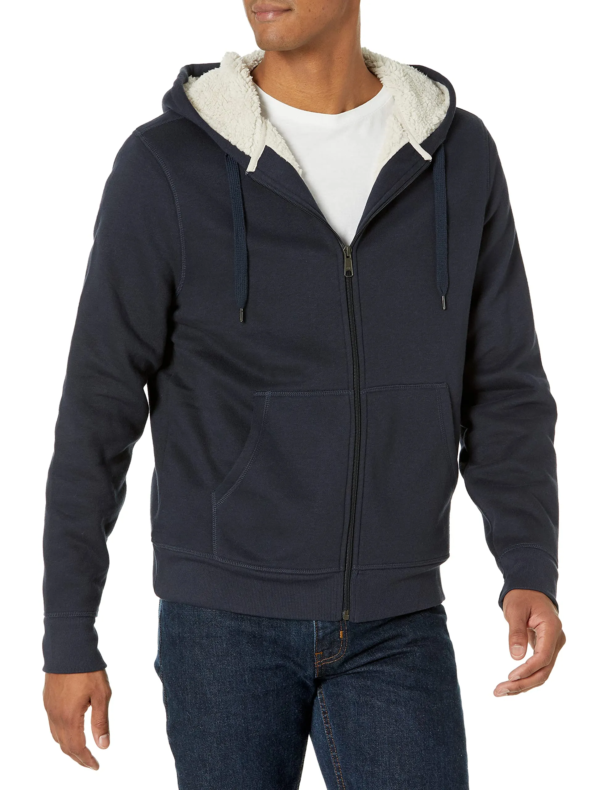 Amazon Essentials Felpa con Cappuccio e Cerniera Integrale Foderata in Sherpa Uomo, Blu Marino, XL - immagine 1