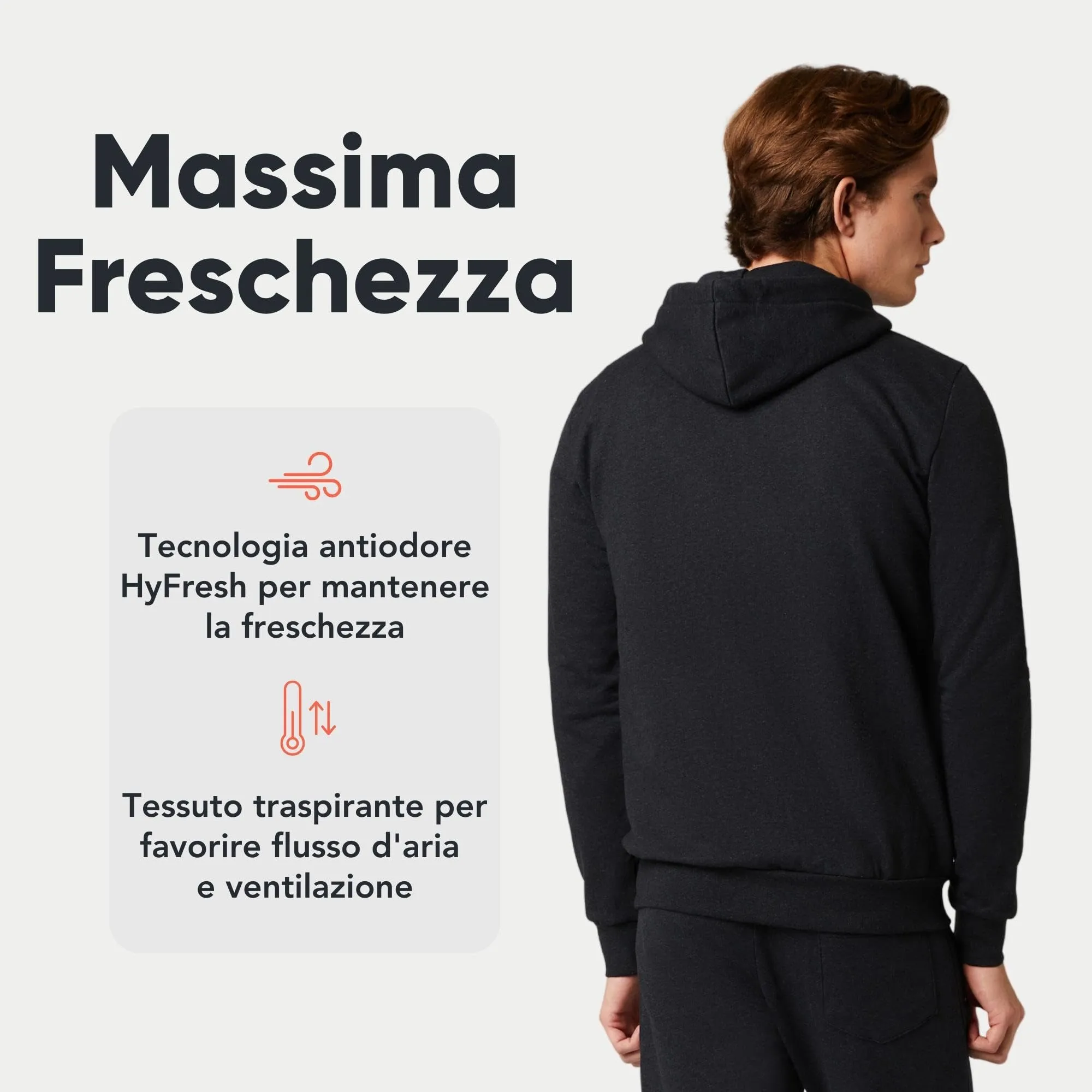FM London Felpa da Uomo con Cappuccio e Zip, Antracite, M - immagine 4