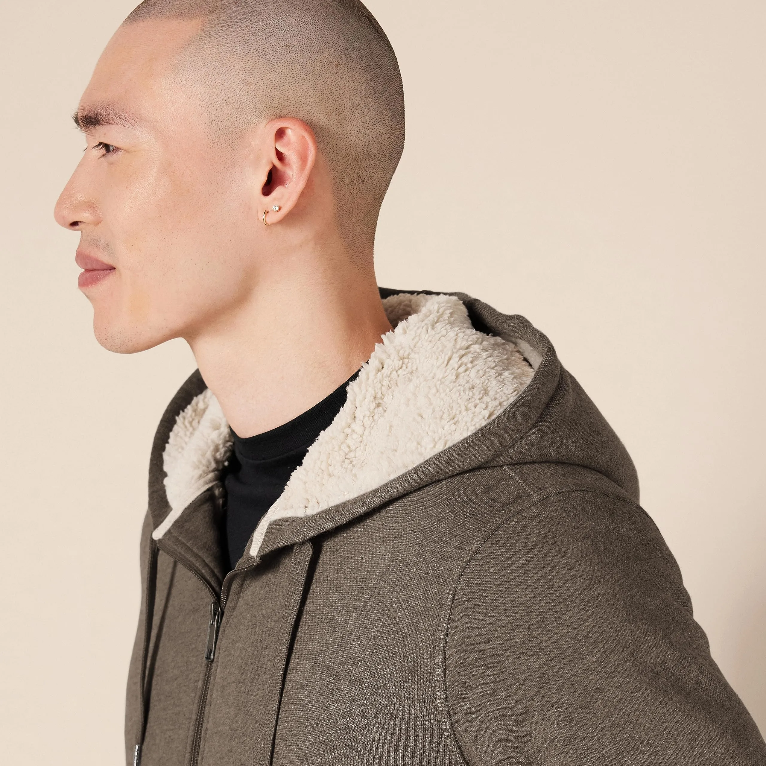 Amazon Essentials Felpa con Cappuccio e Cerniera Integrale in Pile Foderata in Sherpa Uomo, Marrone Scuro, XL - immagine 4