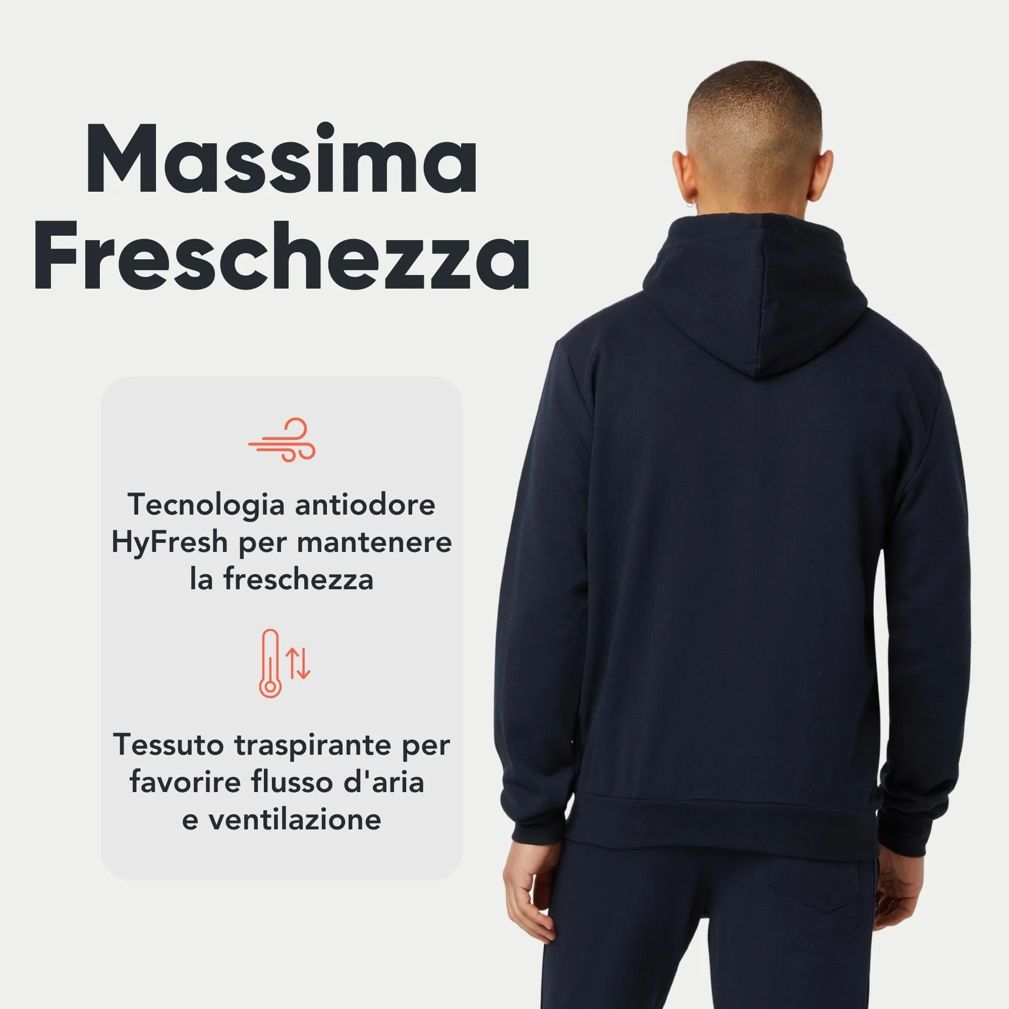 FM London Felpa da Uomo con Cappuccio e Zip Fodera in Pile, Blu Navy, M - immagine 4