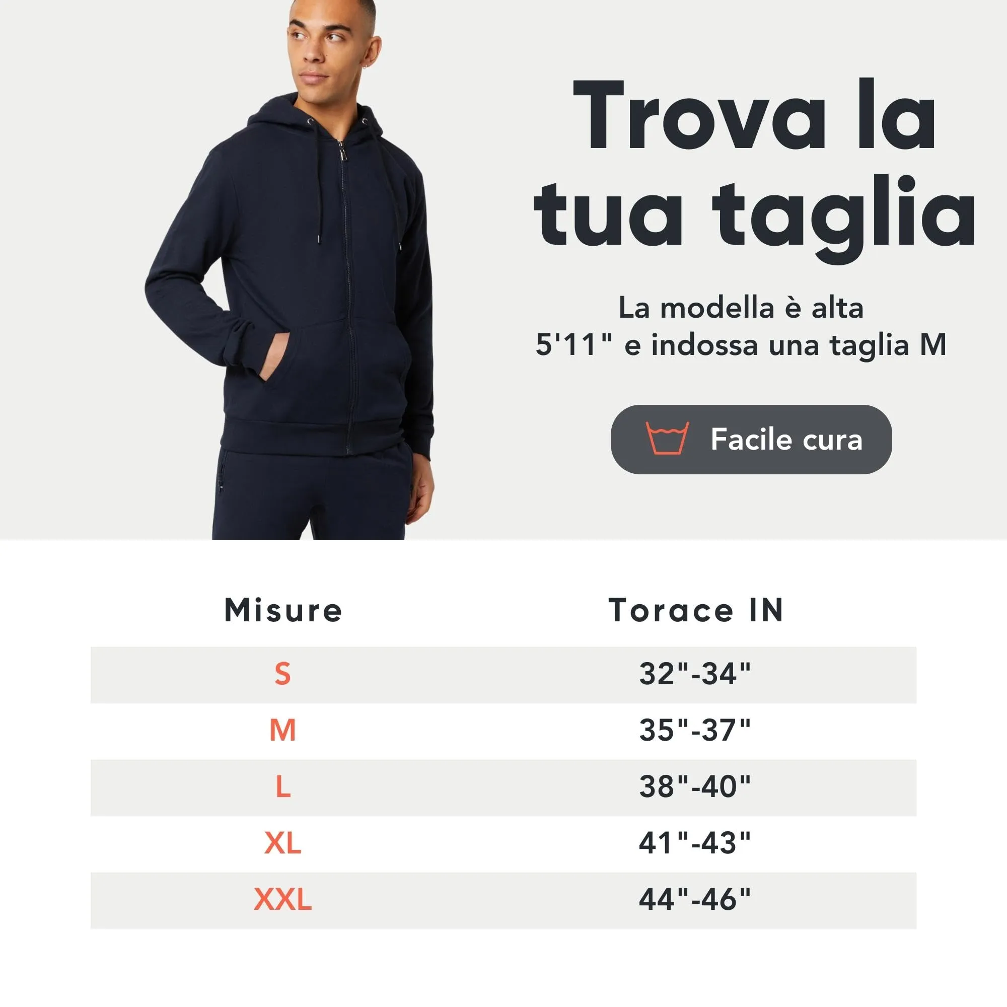 FM London Felpa da Uomo con Cappuccio e Zip Fodera in Pile, Blu Navy, M - immagine 6