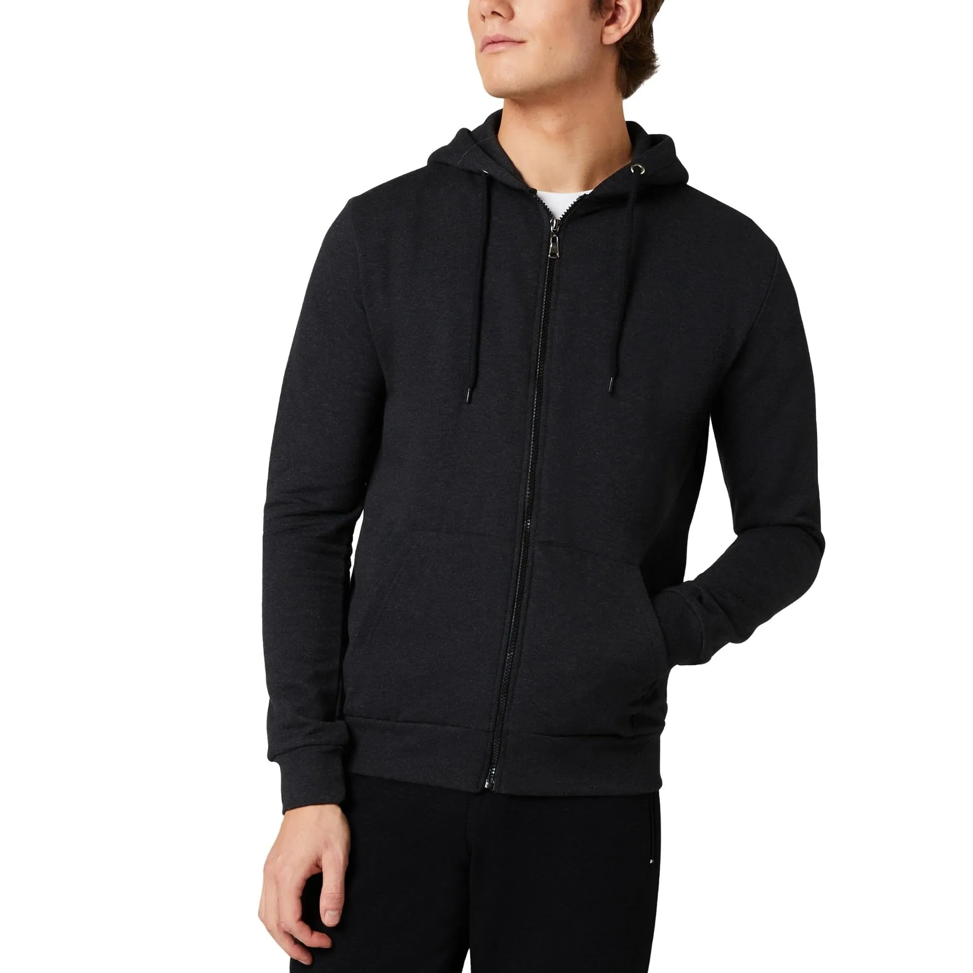 FM London Felpa da Uomo con Cappuccio e Zip, Antracite, L - immagine 1
