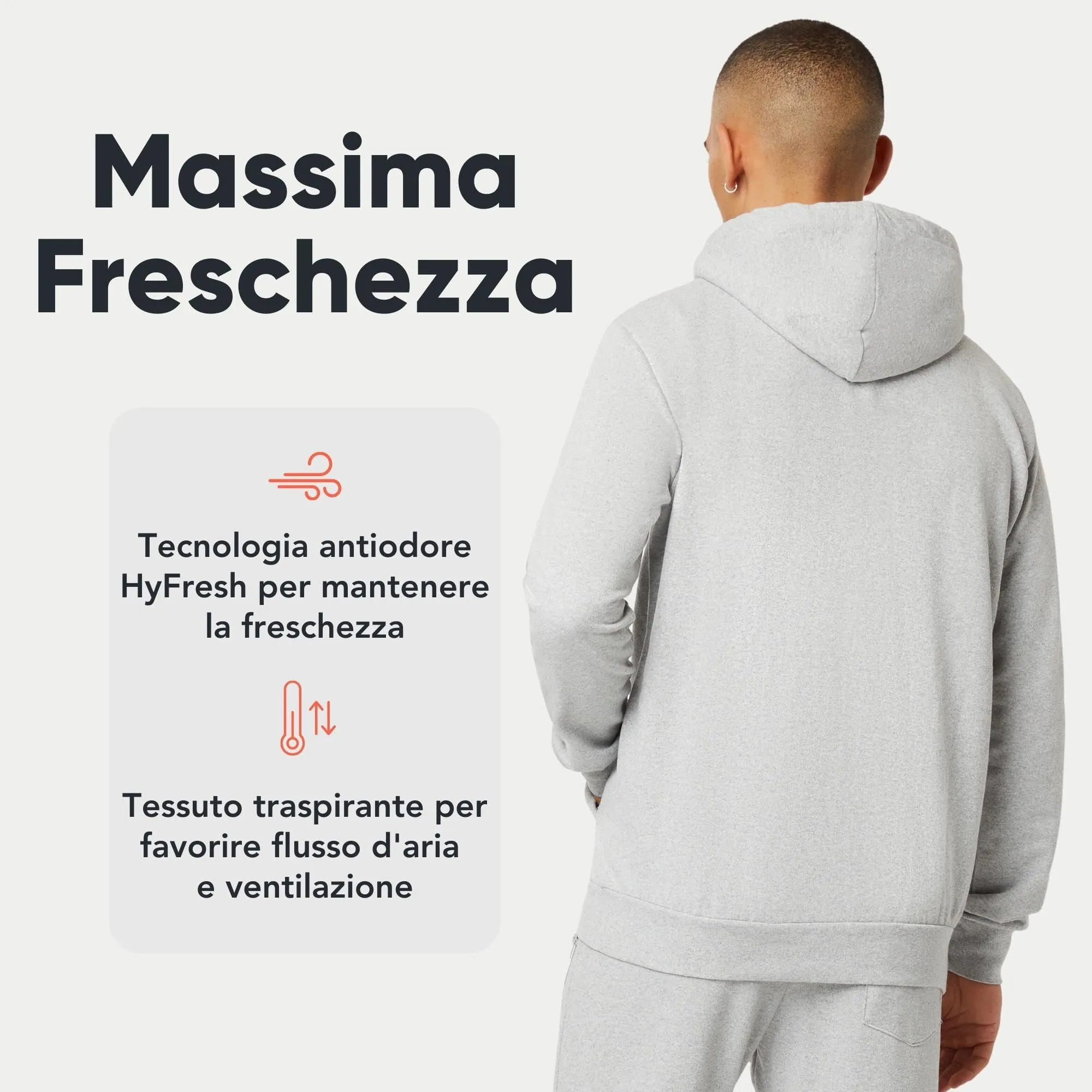 FM London Felpa da Uomo con Cappuccio e Zip, Grigio, M - immagine 4