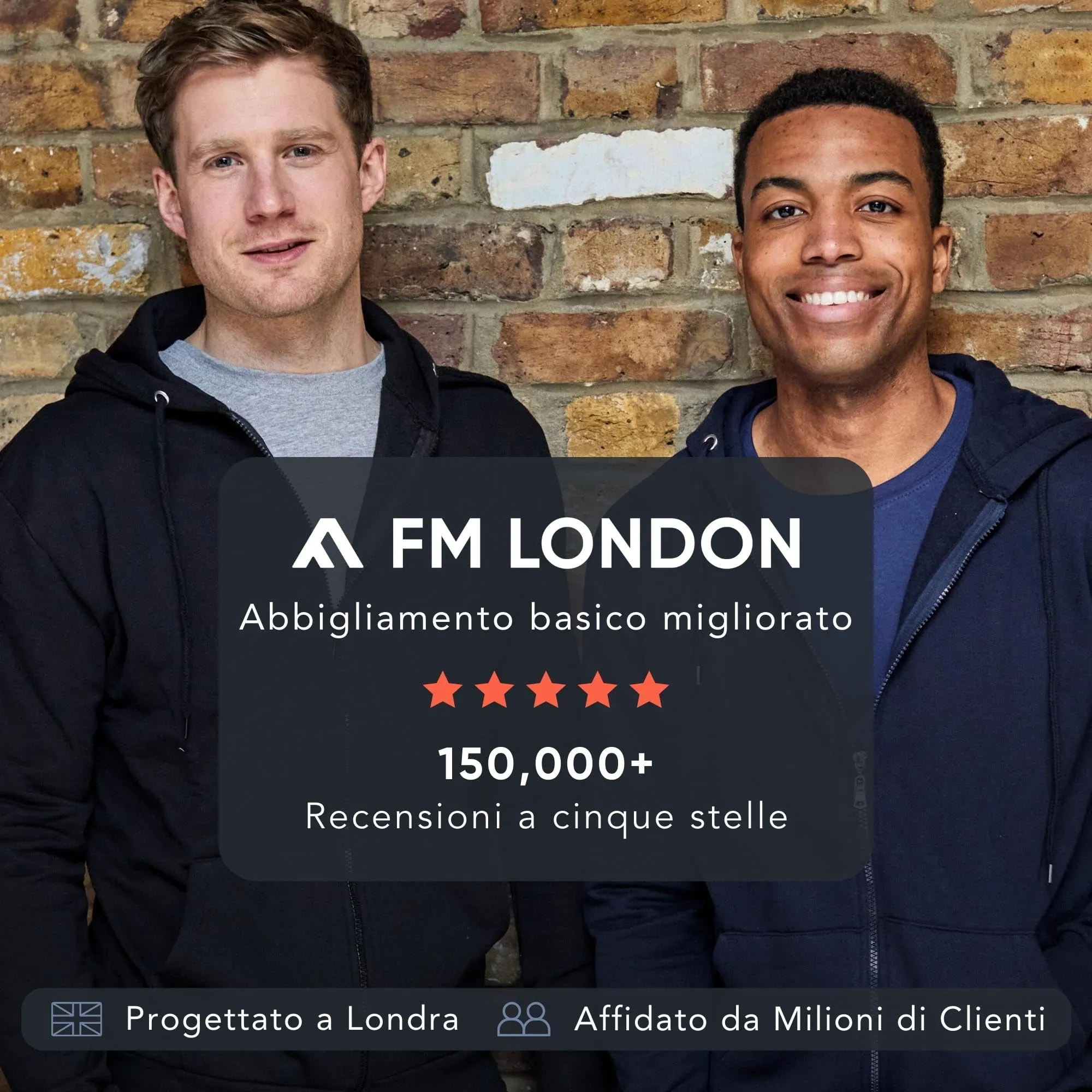 FM London Felpa da Uomo con Cappuccio e Zip e Fodera in Pile, Antracite, XL - immagine 7