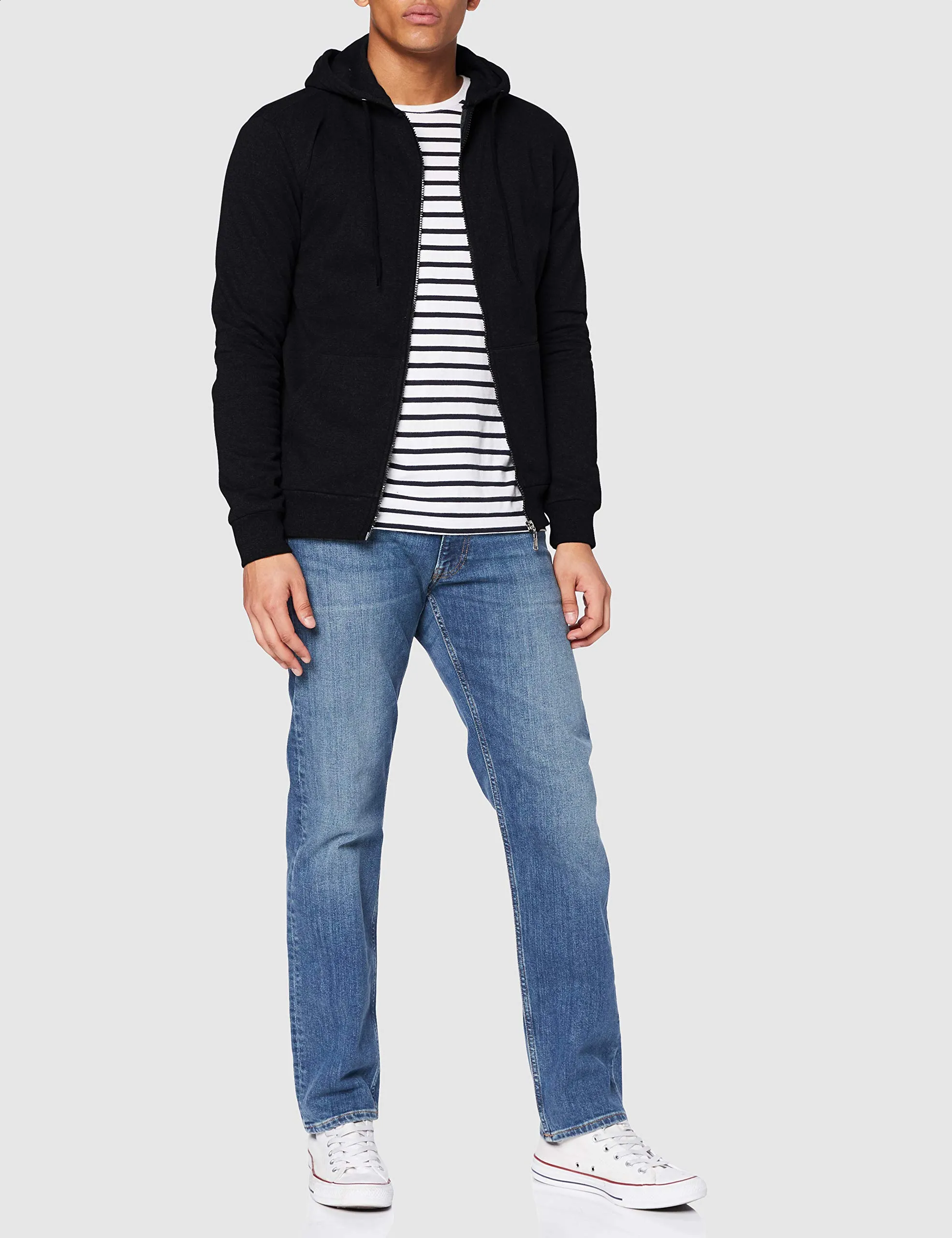 FM London Felpa da Uomo con Cappuccio e Zip, Nero, M - immagine 2