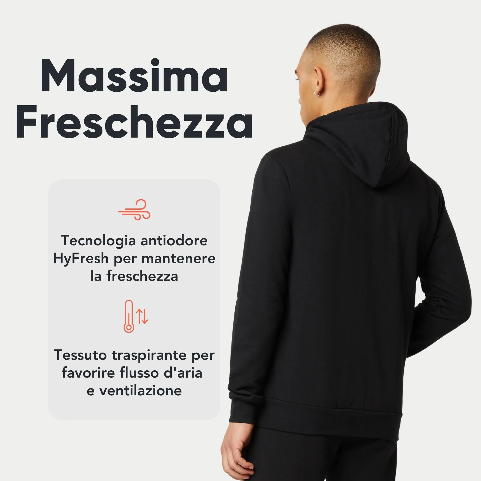 FM London Felpa da Uomo con Cappuccio e Zip, Nero, M - immagine 4