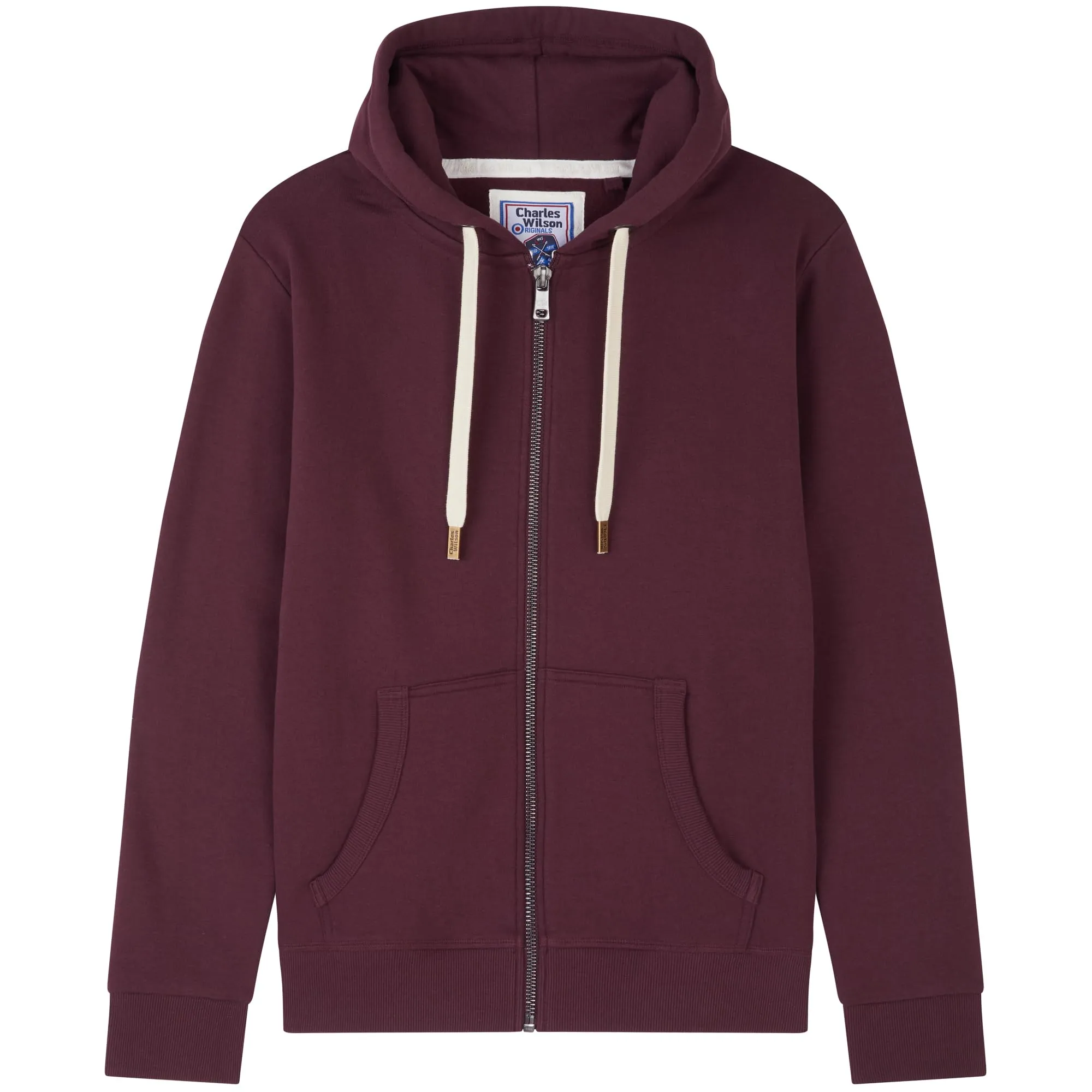 Charles Wilson Felpa con Cappuccio in Misto Cotone con Zip - Large, Port (0819) - immagine 3