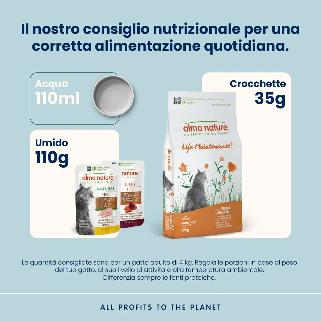 Almo Nature Life Maintenance Crocchette per Gatti Adulti con Pollo Fresco, 12kg - immagine 3