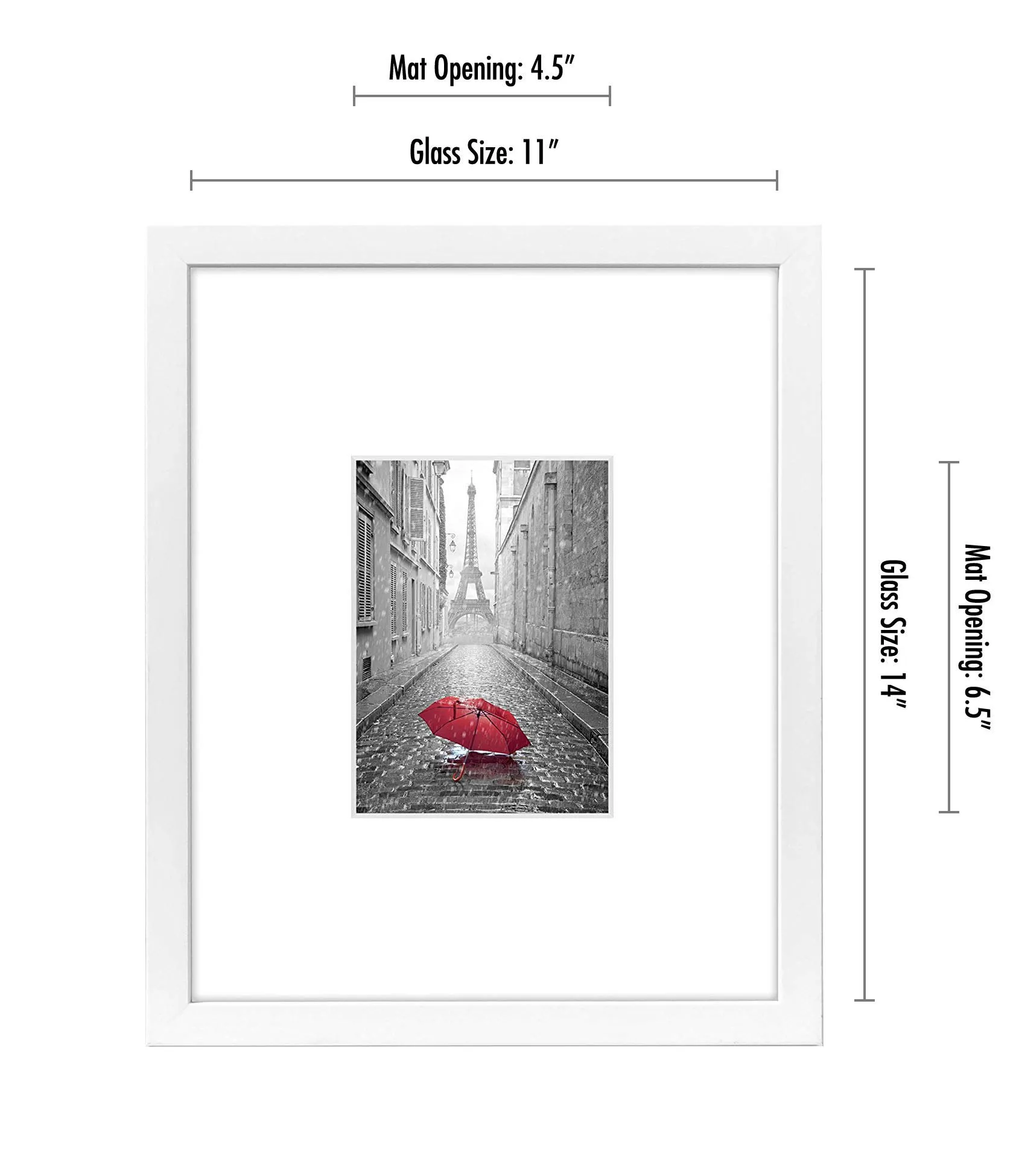Americanflat Cornice portafoto 11 x 14 cm in legno composito con vetro resistente agli urti MW1114WH57 - immagine 2