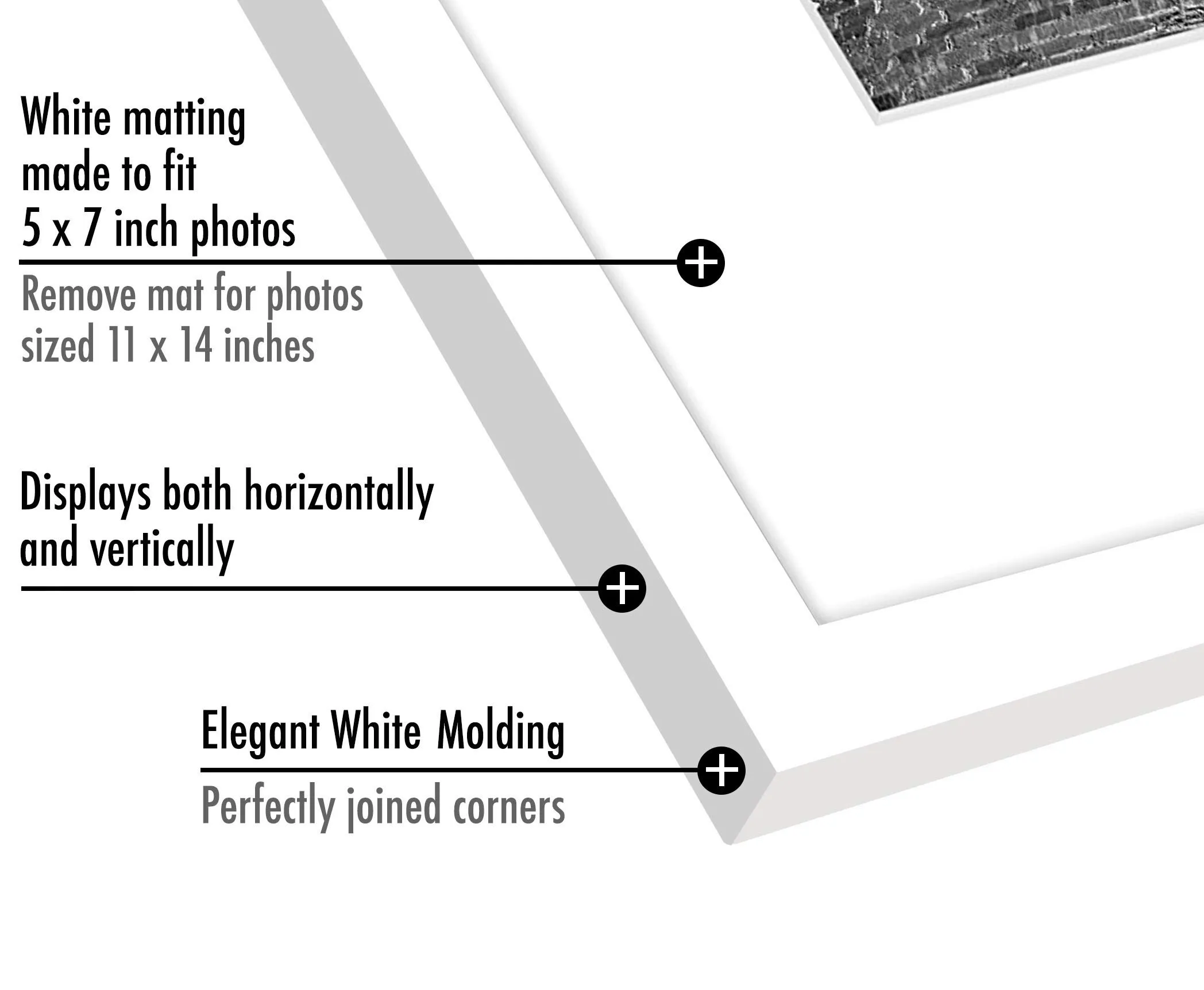 Americanflat Cornice portafoto 11 x 14 cm in legno composito con vetro resistente agli urti MW1114WH57 - immagine 3