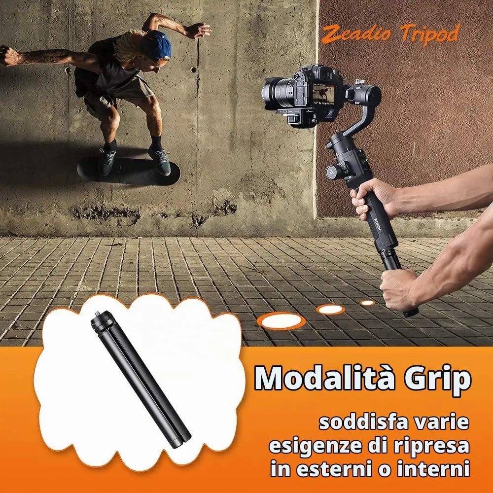 Zeadio Mini Treppiede in Metallo per Smooth 4, Plus, Crane 2, Osmo Mobile, Ronin-S, Vimble 2 e Fotocamere - immagine 4